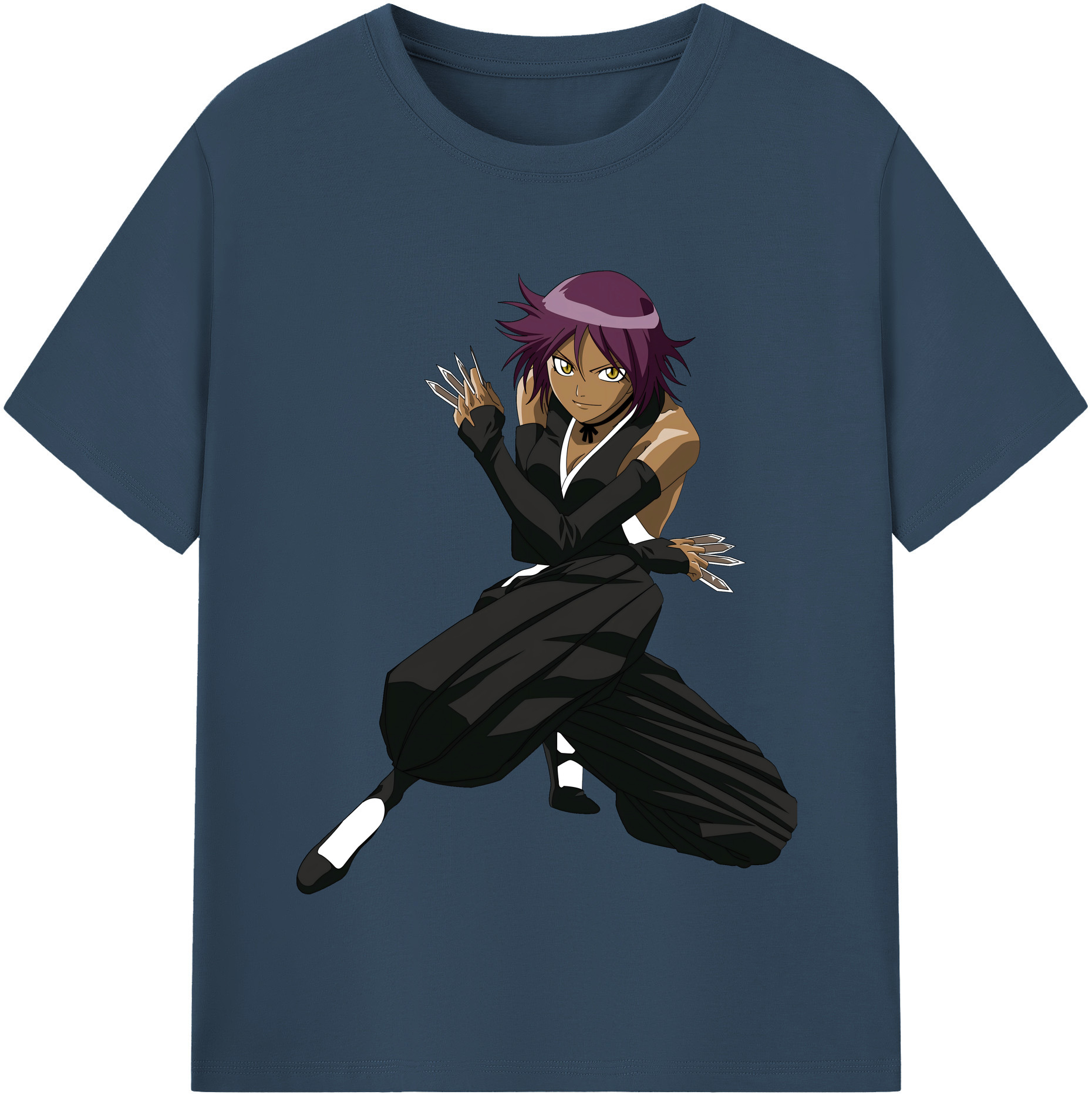 （画像用） ブリーチ 四楓院 夜一（しほういん よるいち） BLEACH Shihouin Yoruichi レディースカジュアルプリントTシャツ（綿100％）