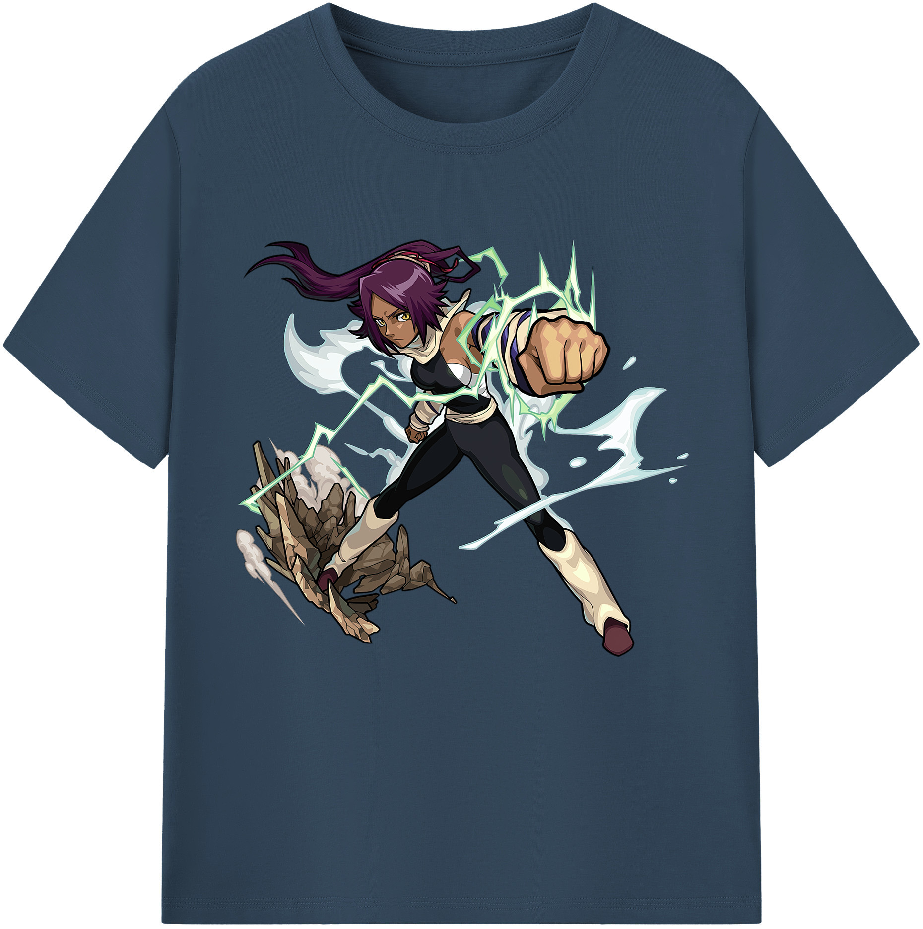 （画像用） ブリーチ 四楓院 夜一（しほういん よるいち） BLEACH Shihouin Yoruichi レディースカジュアルプリントTシャツ（綿100％）