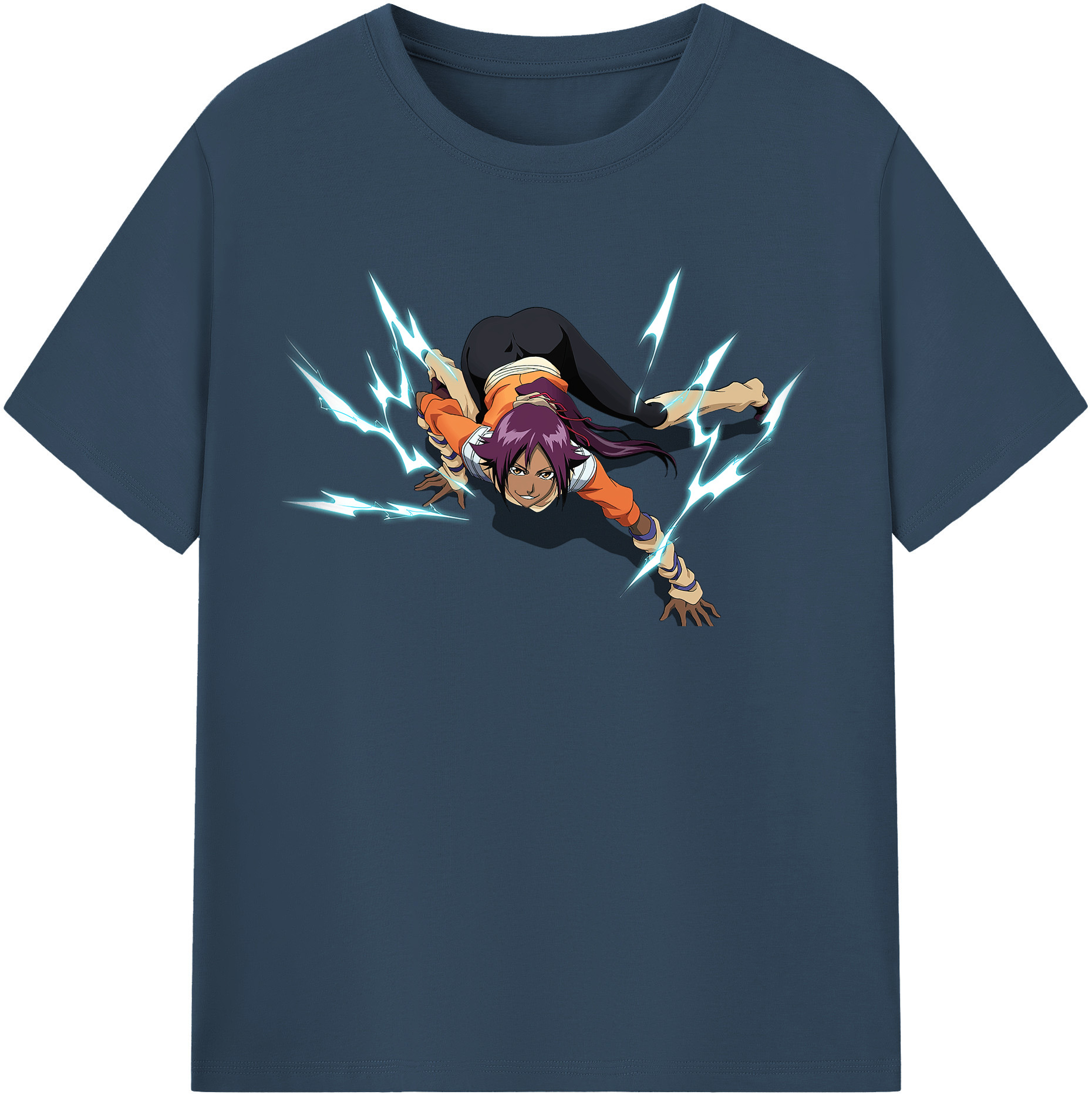 （画像用） ブリーチ 四楓院 夜一（しほういん よるいち） BLEACH Shihouin Yoruichi レディースカジュアルプリントTシャツ（綿100％）