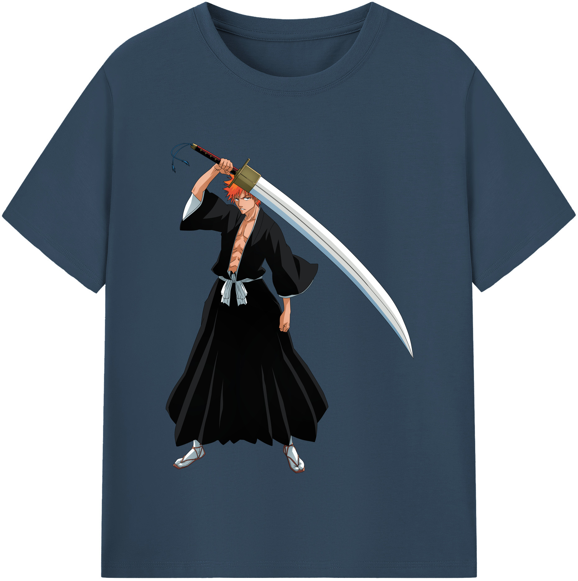 （画像用） ブリーチ 黒崎一護（くろさき いちご）BLEACH Kurosaki Ichigo レディースカジュアルプリントTシャツ（綿100％）