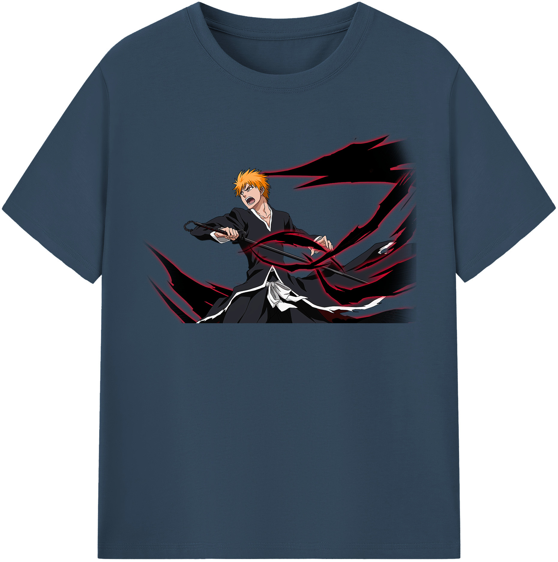 （画像用） ブリーチ 黒崎一護（くろさき いちご）BLEACH Kurosaki Ichigo レディースカジュアルプリントTシャツ（綿100％）