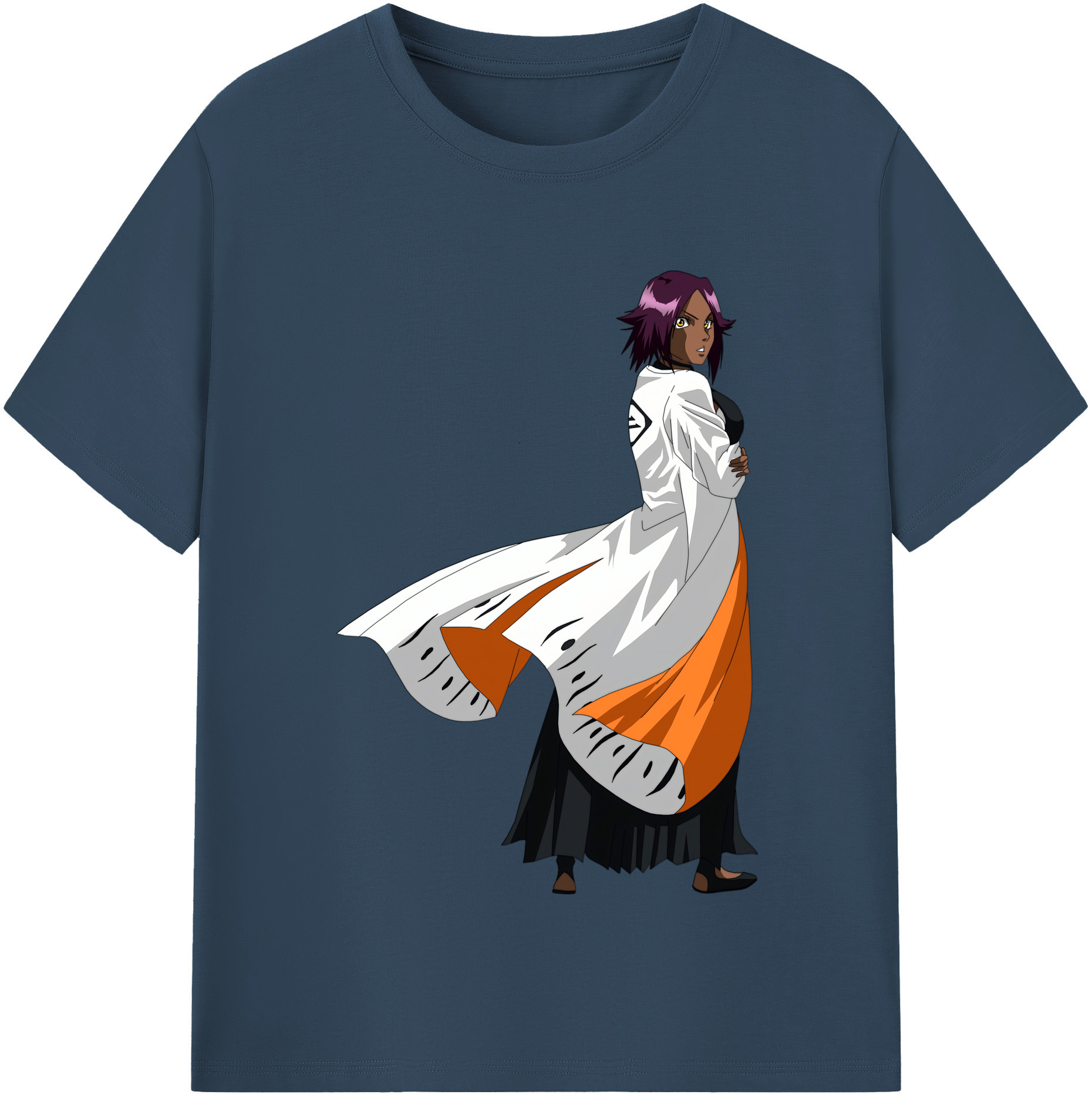 （画像用） ブリーチ 四楓院 夜一（しほういん よるいち） BLEACH Shihouin Yoruichi レディースカジュアルプリントTシャツ（綿100％）
