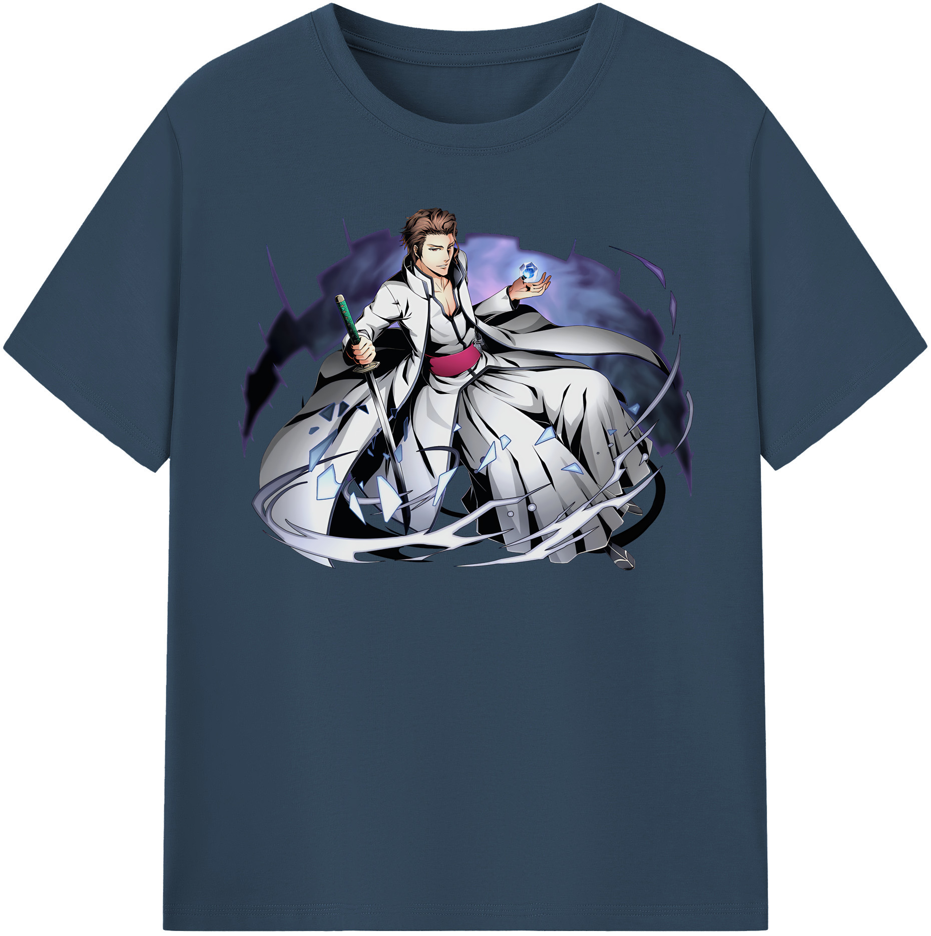 （画像用） ブリーチ 藍染 惣右介（あいぜん そうすけ） BLEACH Aizen Sousuke レディースカジュアルプリントTシャツ（綿100％）