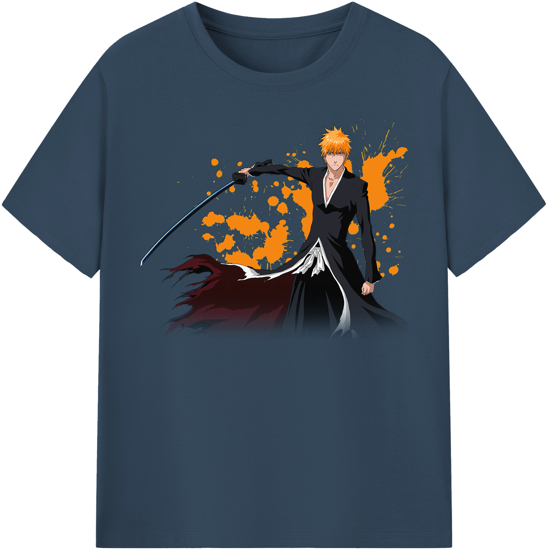 （画像用） ブリーチ 黒崎一護（くろさき いちご）BLEACH Kurosaki Ichigo レディースカジュアルプリントTシャツ（綿100％）