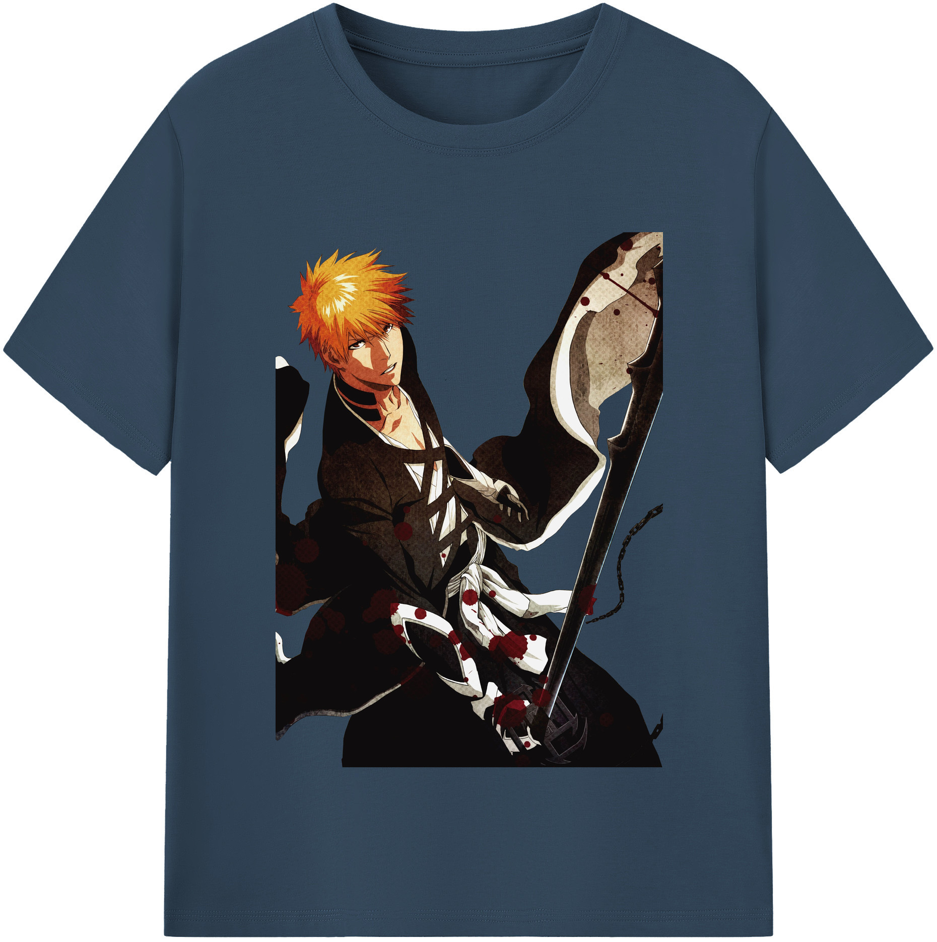 （画像用） ブリーチ 黒崎一護（くろさき いちご）BLEACH Kurosaki Ichigo レディースカジュアルプリントTシャツ（綿100％）