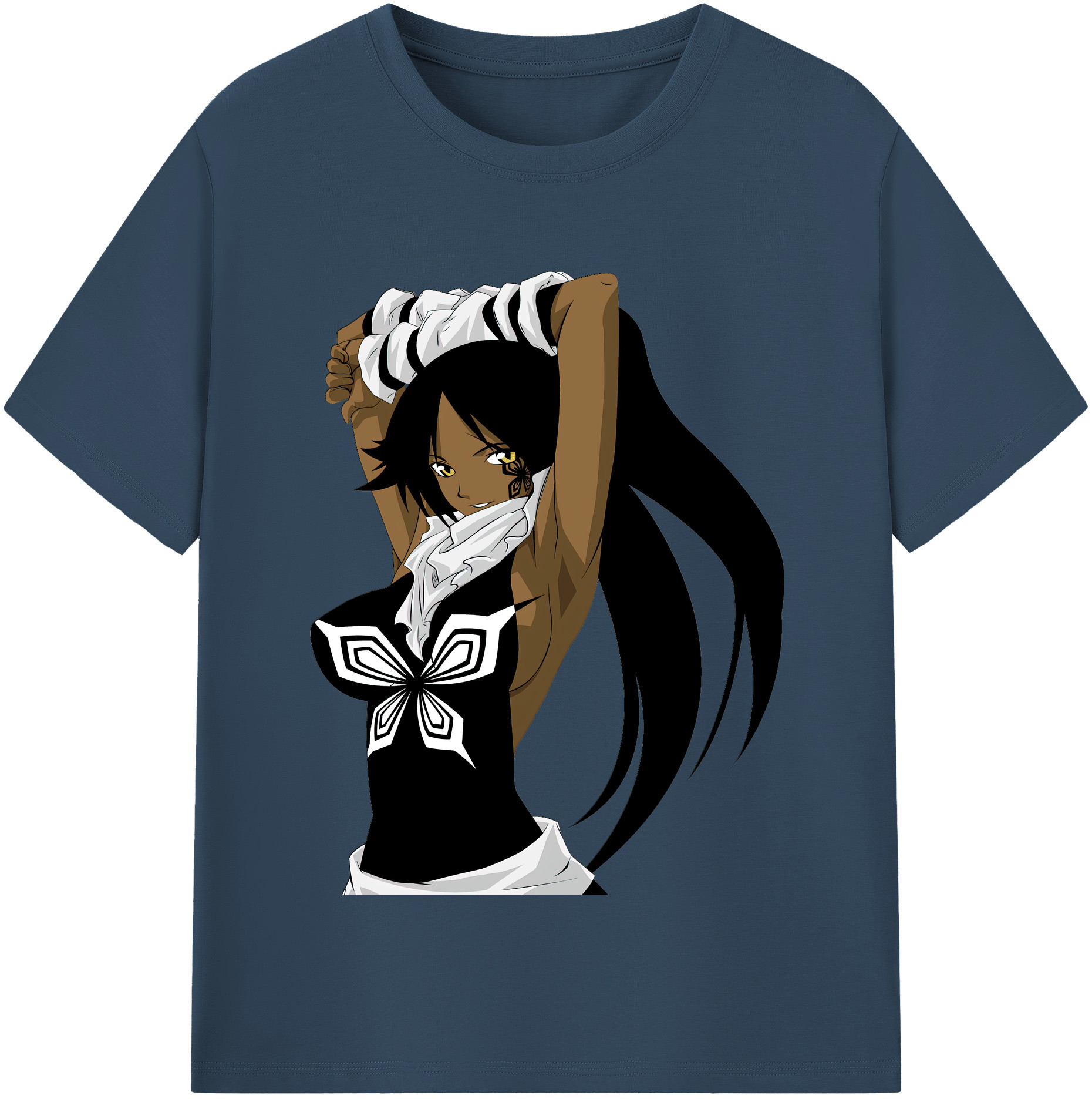 （画像用） ブリーチ 四楓院 夜一（しほういん よるいち） BLEACH Shihouin Yoruichi レディースカジュアルプリントTシャツ（綿100％）