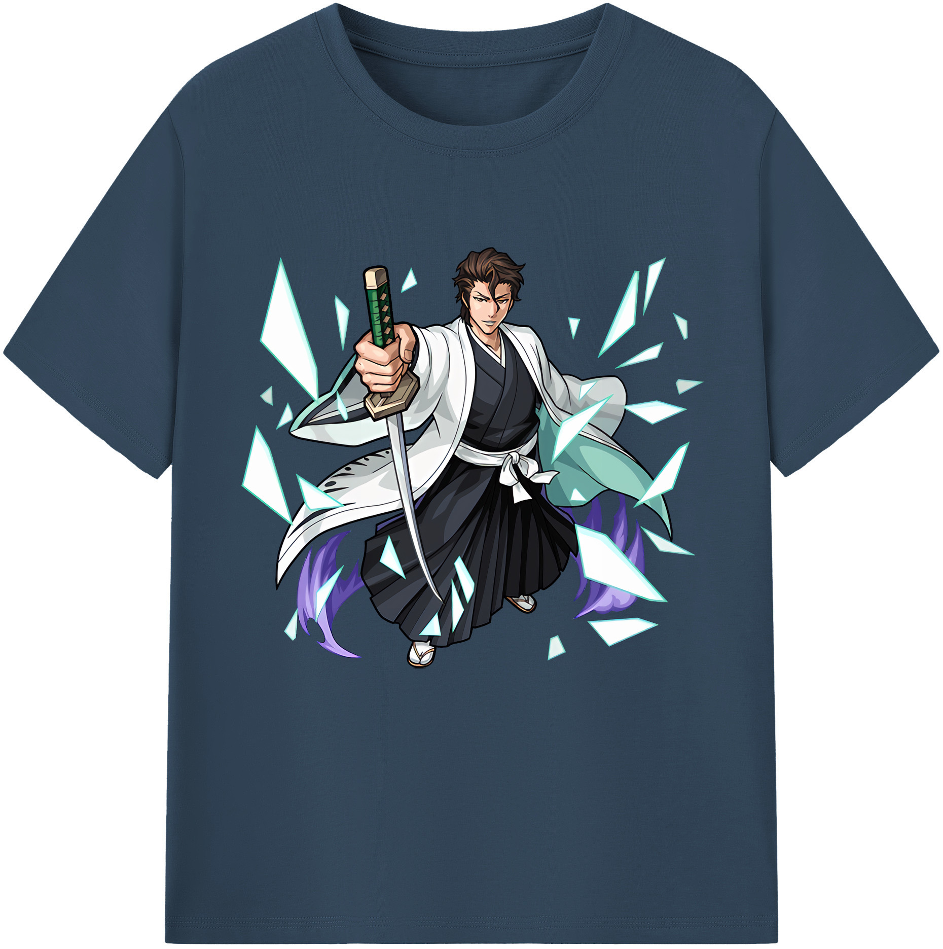 （画像用） ブリーチ 藍染 惣右介（あいぜん そうすけ） BLEACH Aizen Sousuke レディースカジュアルプリントTシャツ（綿100％）