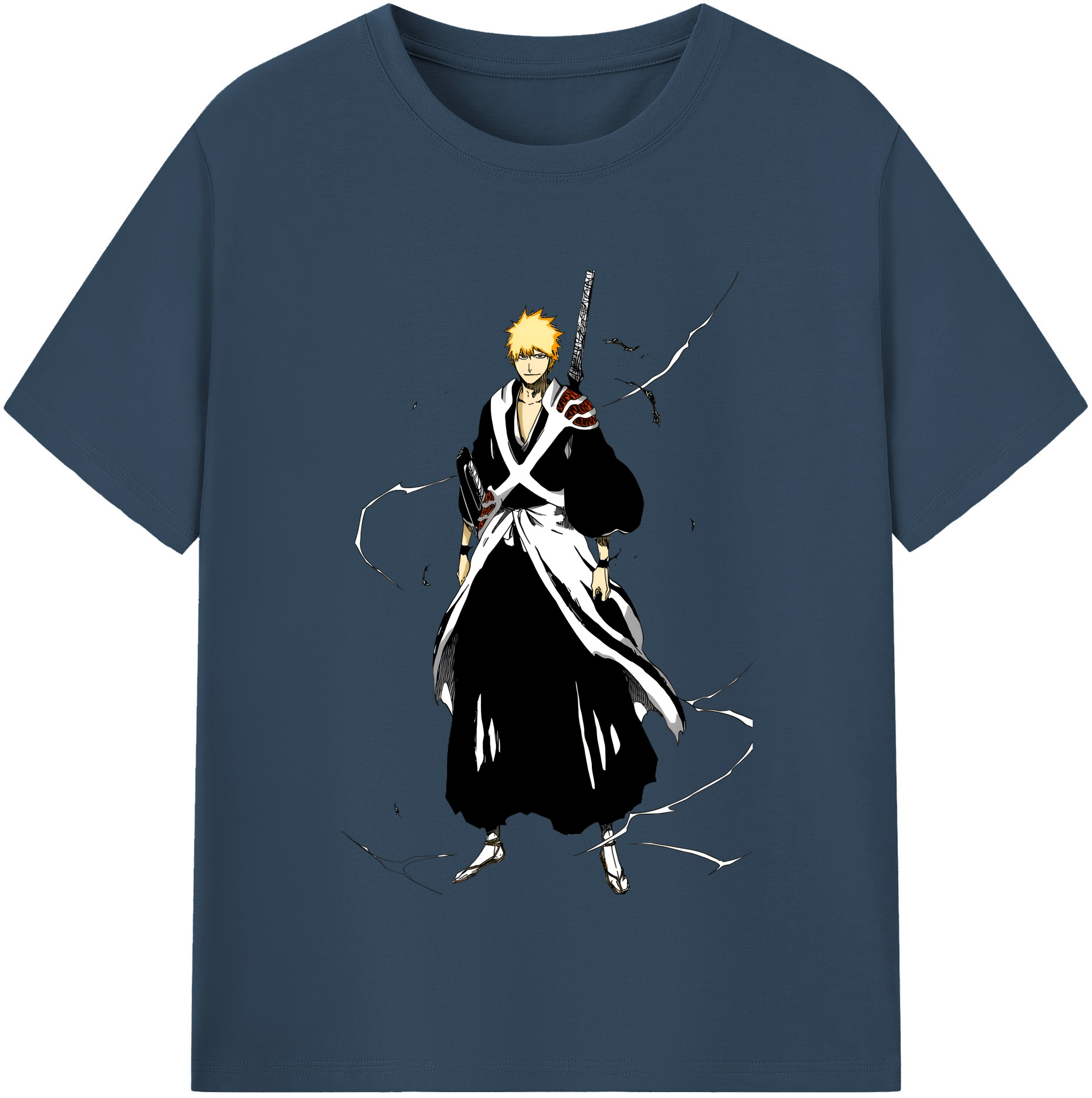 （画像用） ブリーチ 黒崎一護（くろさき いちご）BLEACH Kurosaki Ichigo レディースカジュアルプリントTシャツ（綿100％）