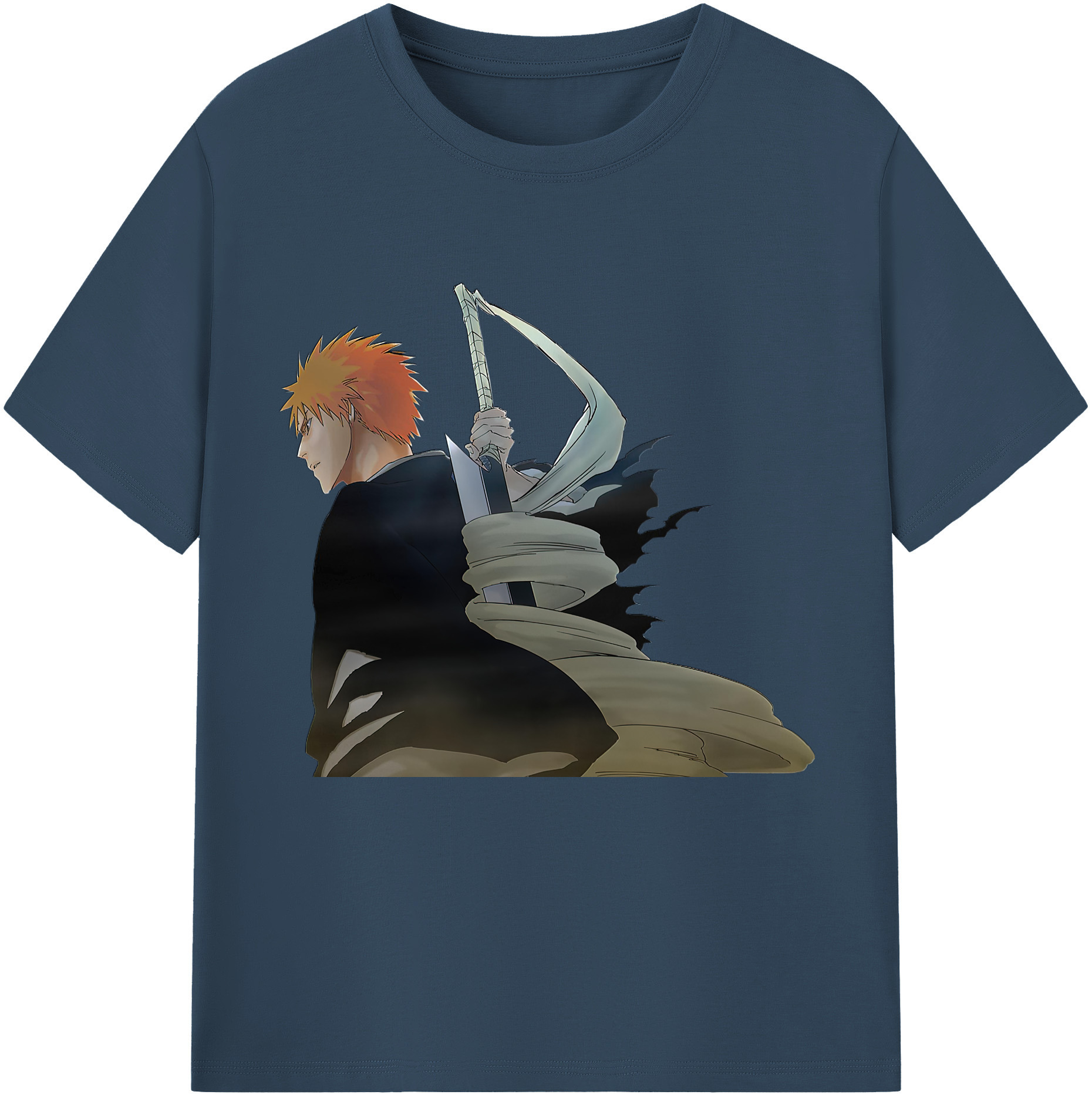 （画像用） ブリーチ 黒崎一護（くろさき いちご）BLEACH Kurosaki Ichigo レディースカジュアルプリントTシャツ（綿100％）