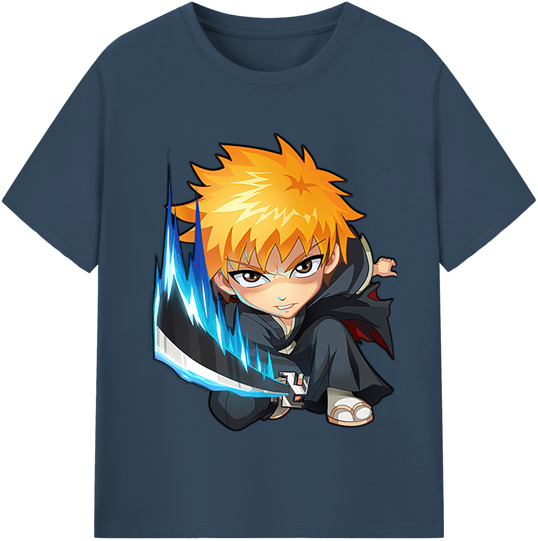（画像用） ブリーチ 黒崎一護（くろさき いちご）BLEACH Kurosaki Ichigo レディースカジュアルプリントTシャツ（綿100％）