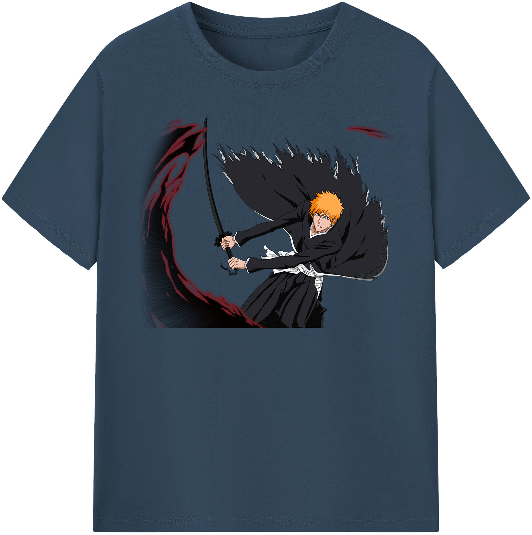 （画像用） ブリーチ 黒崎一護（くろさき いちご）BLEACH Kurosaki Ichigo レディースカジュアルプリントTシャツ（綿100％）