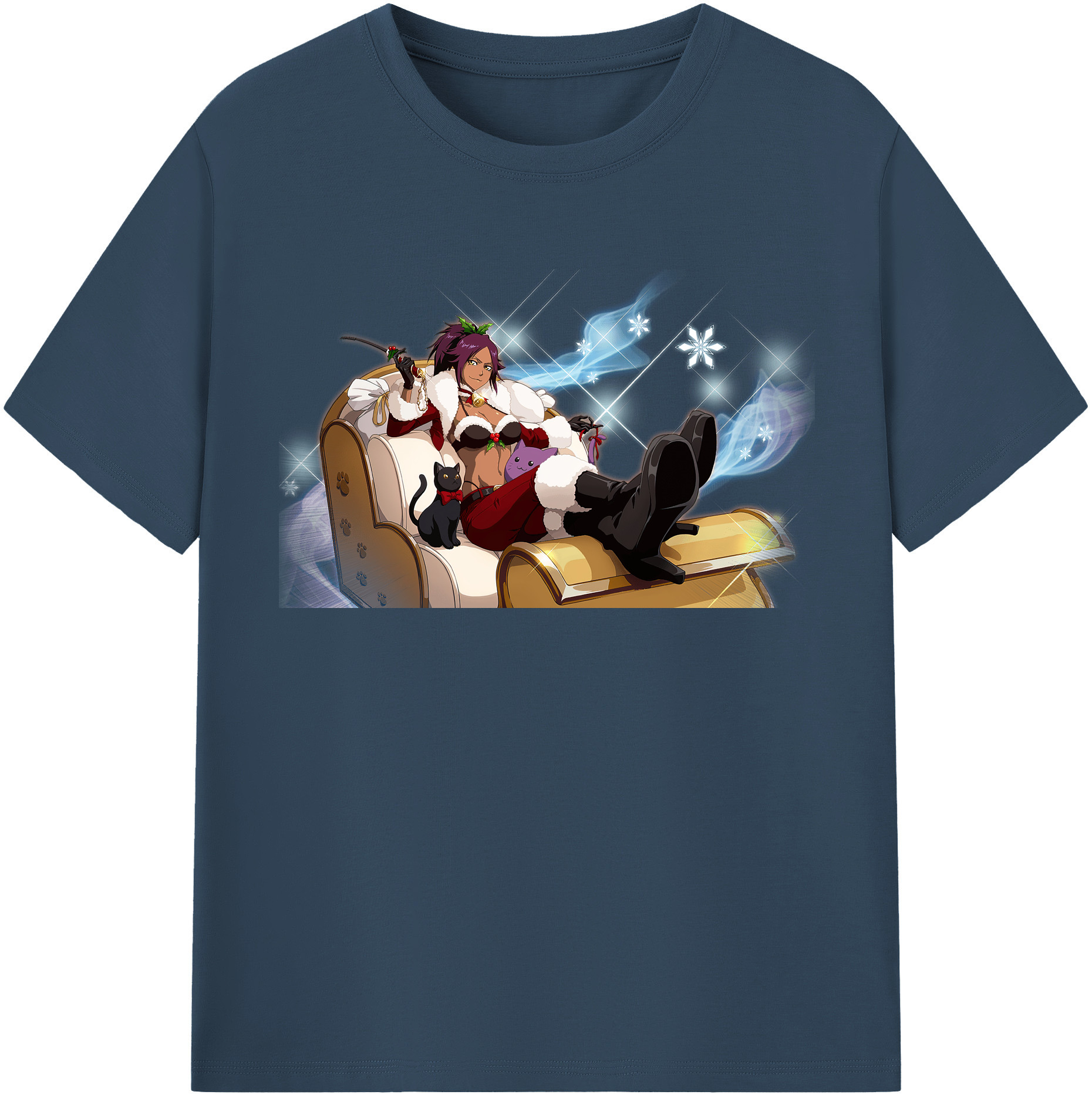（画像用） ブリーチ 四楓院 夜一（しほういん よるいち） BLEACH Shihouin Yoruichi レディースカジュアルプリントTシャツ（綿100％）