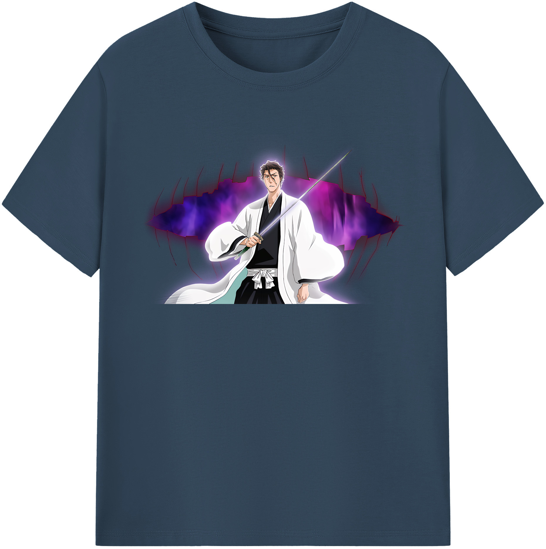 （画像用） ブリーチ 藍染 惣右介（あいぜん そうすけ） BLEACH Aizen Sousuke レディースカジュアルプリントTシャツ（綿100％）