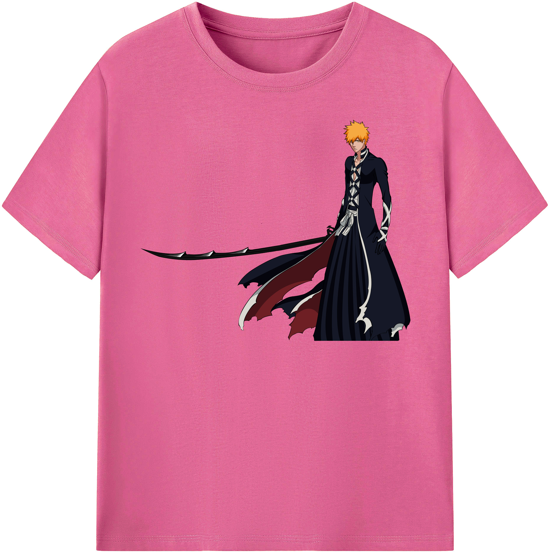 （画像用） ブリーチ 黒崎一護（くろさき いちご）BLEACH Kurosaki Ichigo レディースカジュアルプリントTシャツ（綿100％）