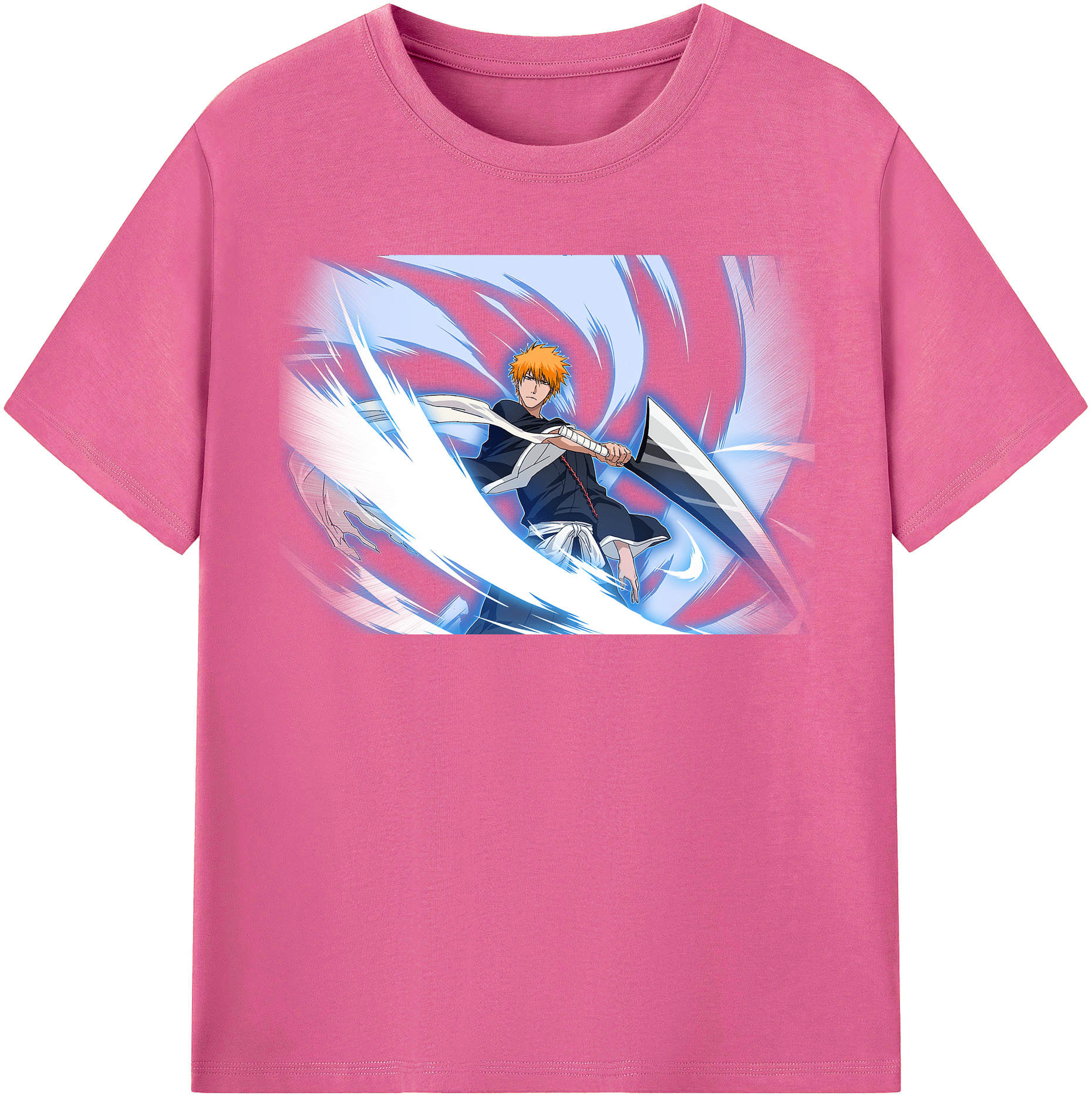 （画像用） ブリーチ 黒崎一護（くろさき いちご）BLEACH Kurosaki Ichigo レディースカジュアルプリントTシャツ（綿100％）