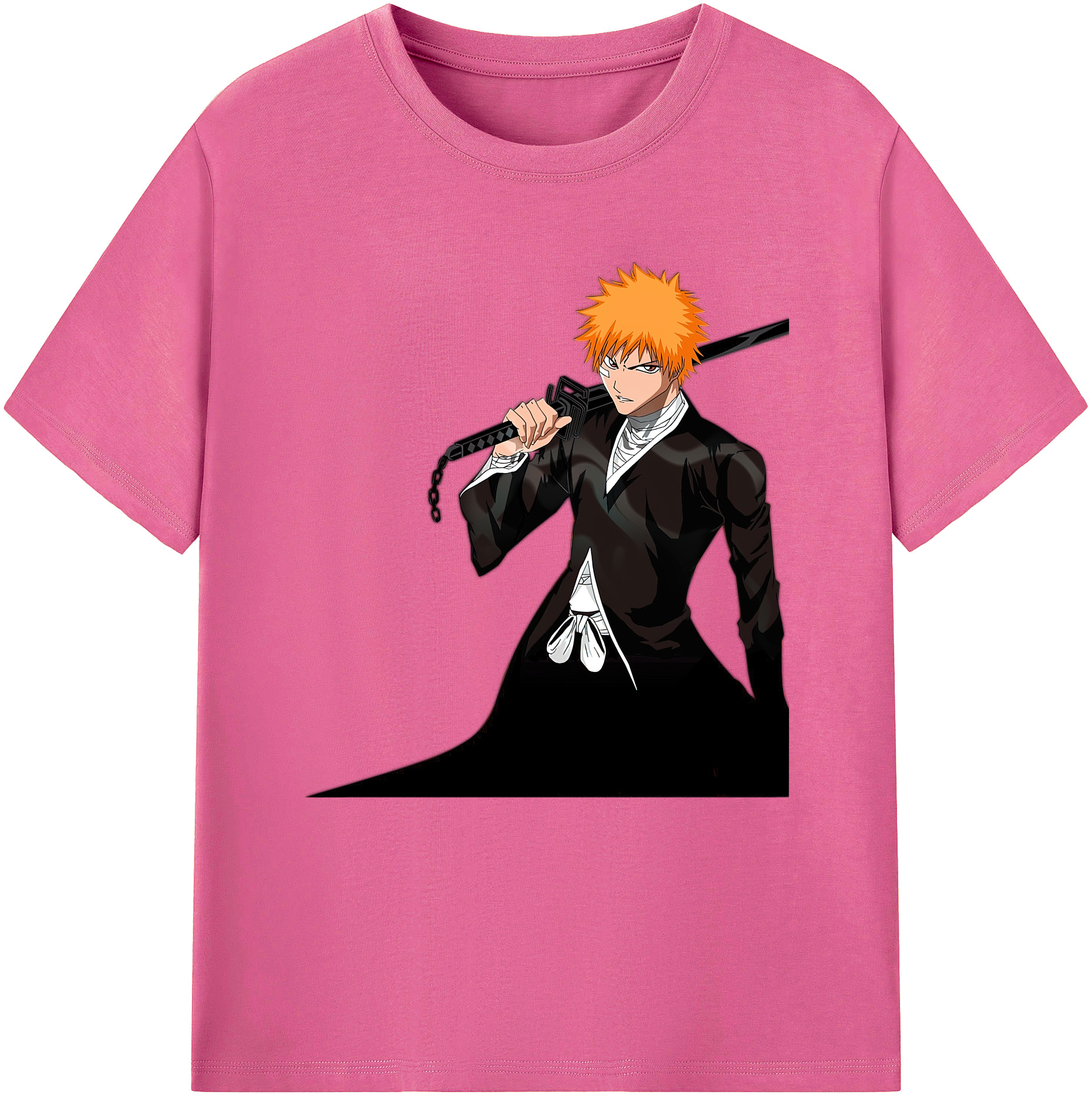 （画像用） ブリーチ 黒崎一護（くろさき いちご）BLEACH Kurosaki Ichigo レディースカジュアルプリントTシャツ（綿100％）