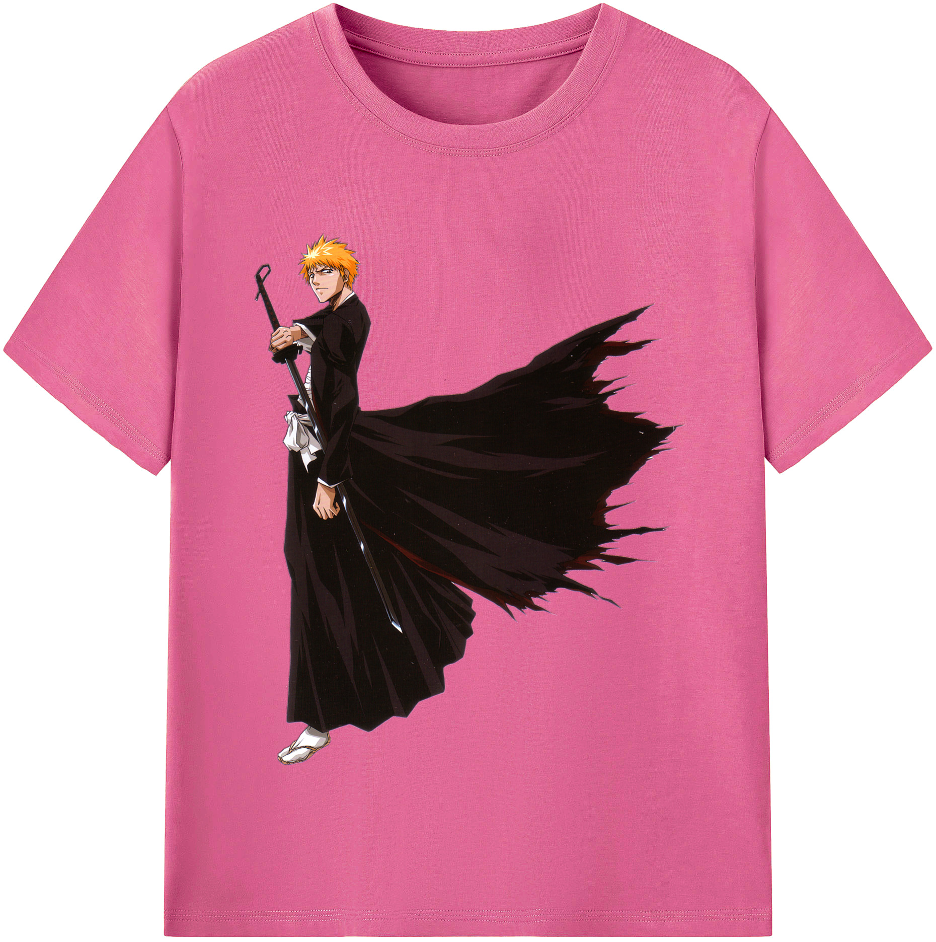（画像用） ブリーチ 黒崎一護（くろさき いちご）BLEACH Kurosaki Ichigo レディースカジュアルプリントTシャツ（綿100％）