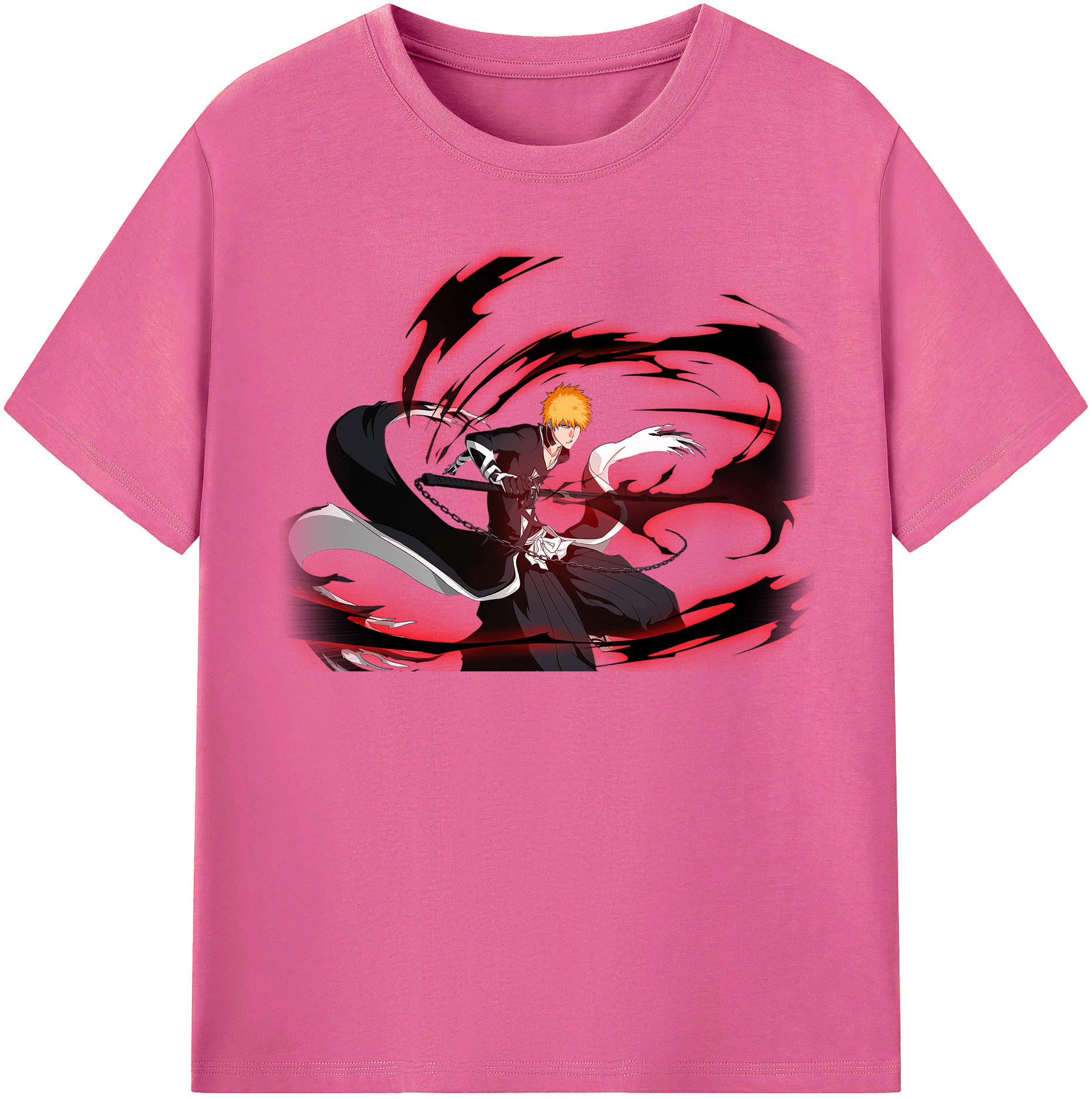 （画像用） ブリーチ 黒崎一護（くろさき いちご）BLEACH Kurosaki Ichigo レディースカジュアルプリントTシャツ（綿100％）