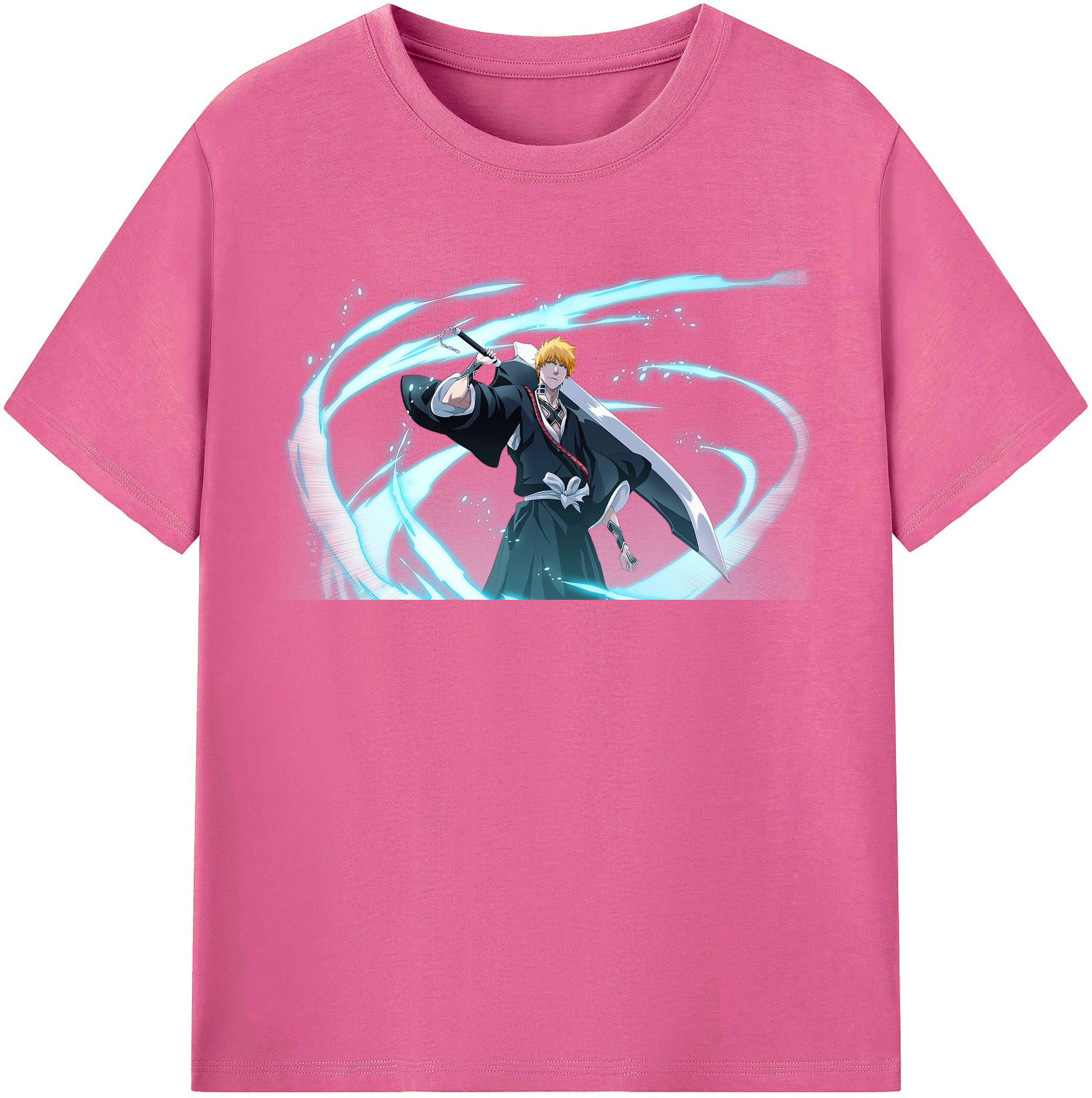 （画像用） ブリーチ 黒崎一護（くろさき いちご）BLEACH Kurosaki Ichigo レディースカジュアルプリントTシャツ（綿100％）