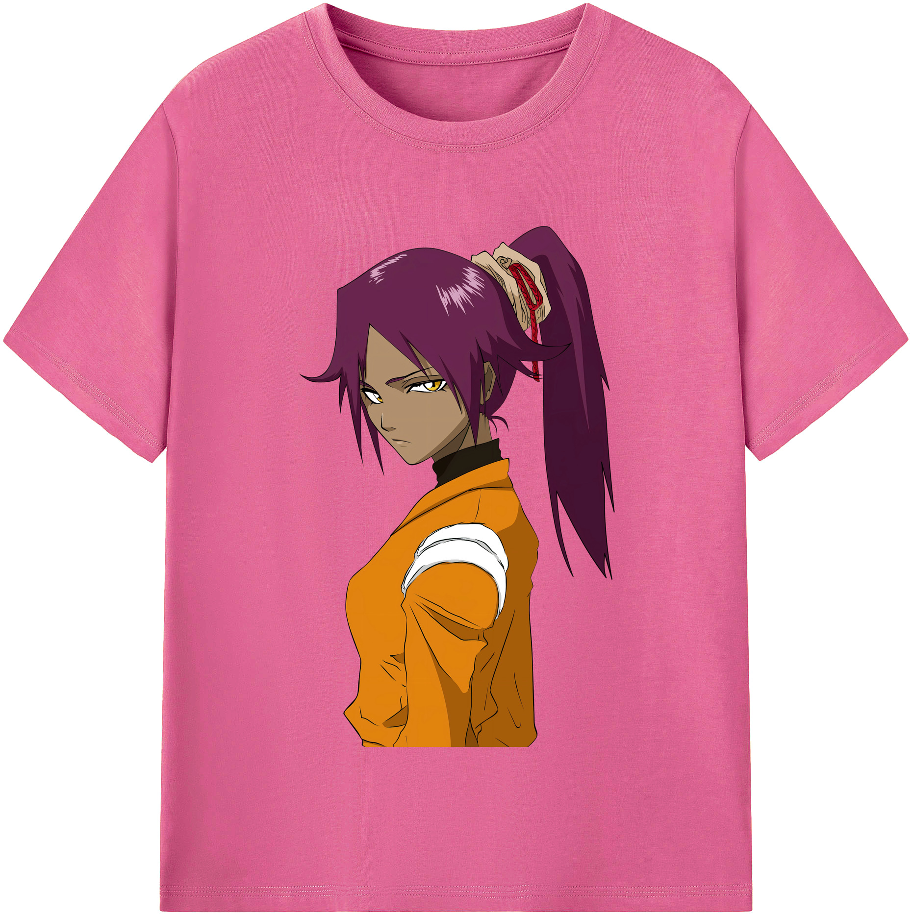 （画像用） ブリーチ 四楓院 夜一（しほういん よるいち） BLEACH Shihouin Yoruichi レディースカジュアルプリントTシャツ（綿100％）