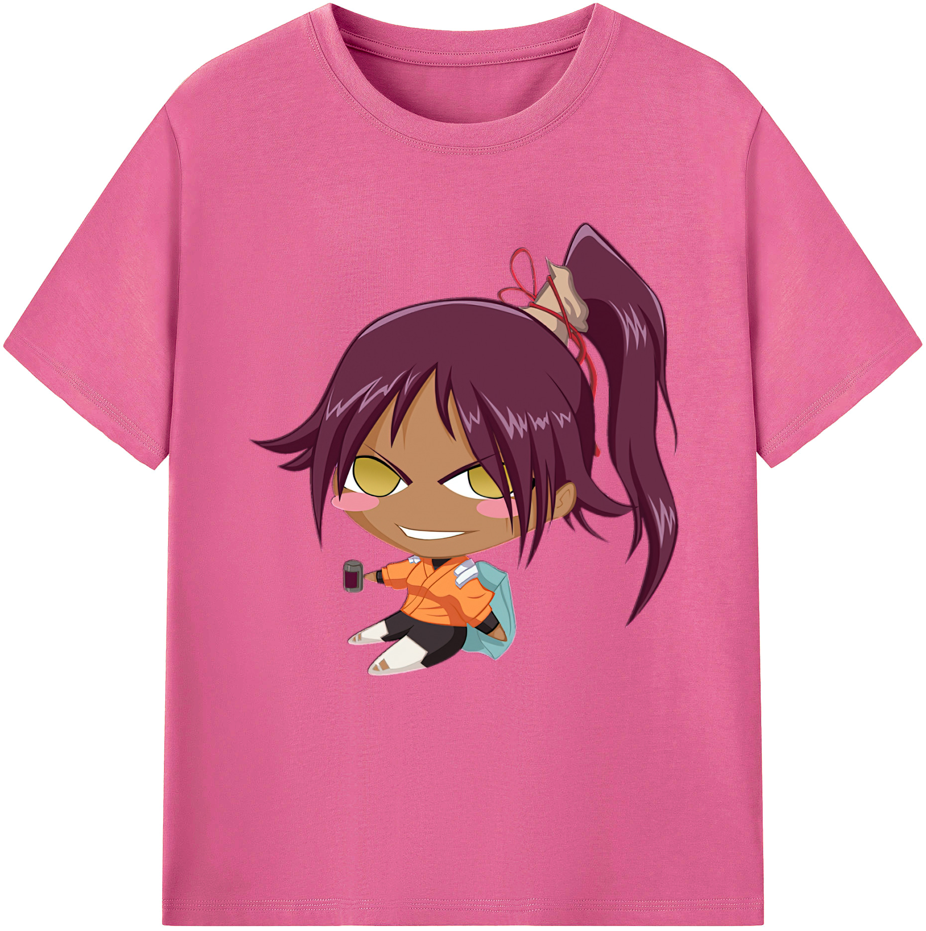 （画像用） ブリーチ 四楓院 夜一（しほういん よるいち） BLEACH Shihouin Yoruichi レディースカジュアルプリントTシャツ（綿100％）