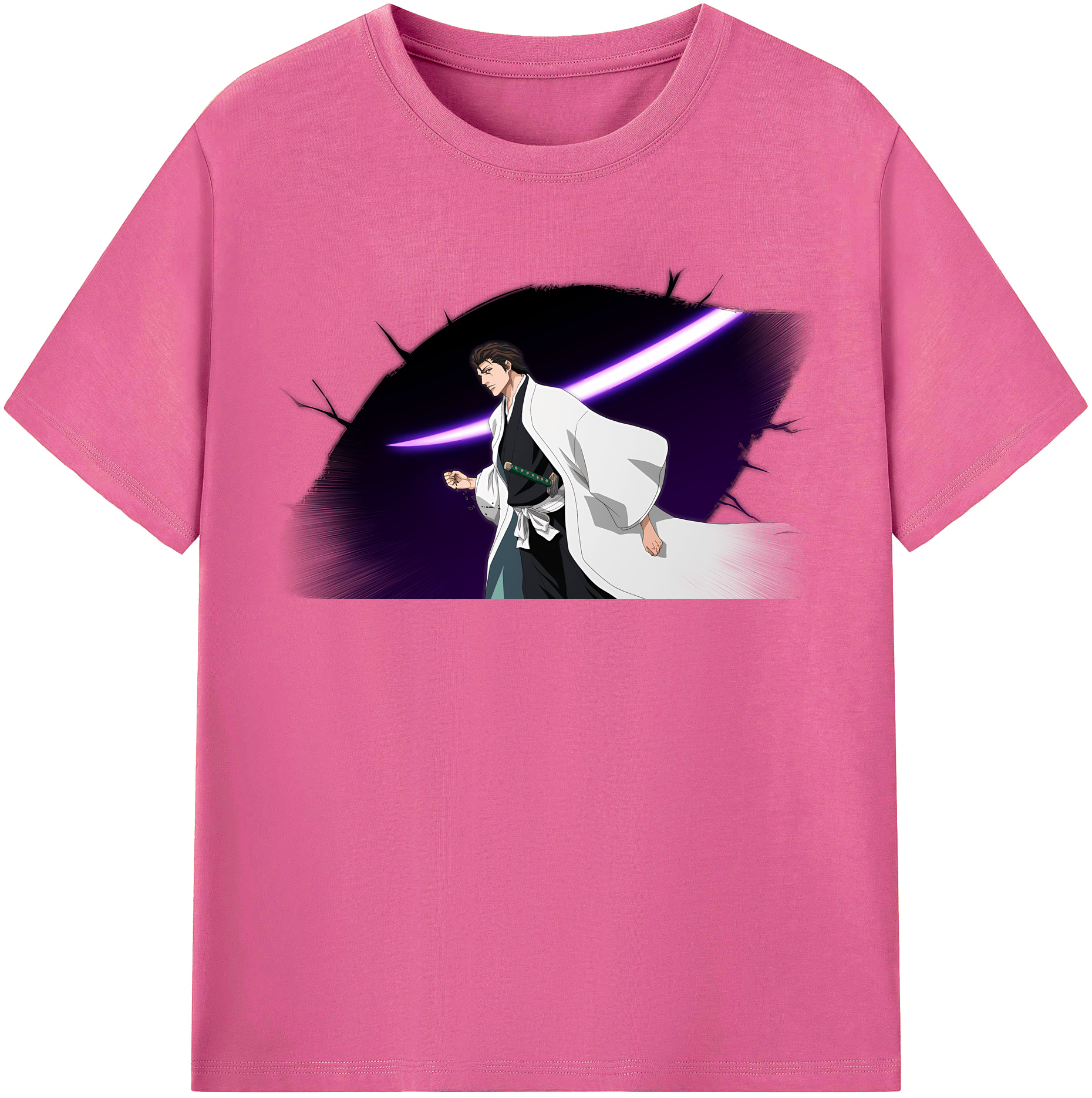 （画像用） ブリーチ 藍染 惣右介（あいぜん そうすけ） BLEACH Aizen Sousuke レディースカジュアルプリントTシャツ（綿100％）
