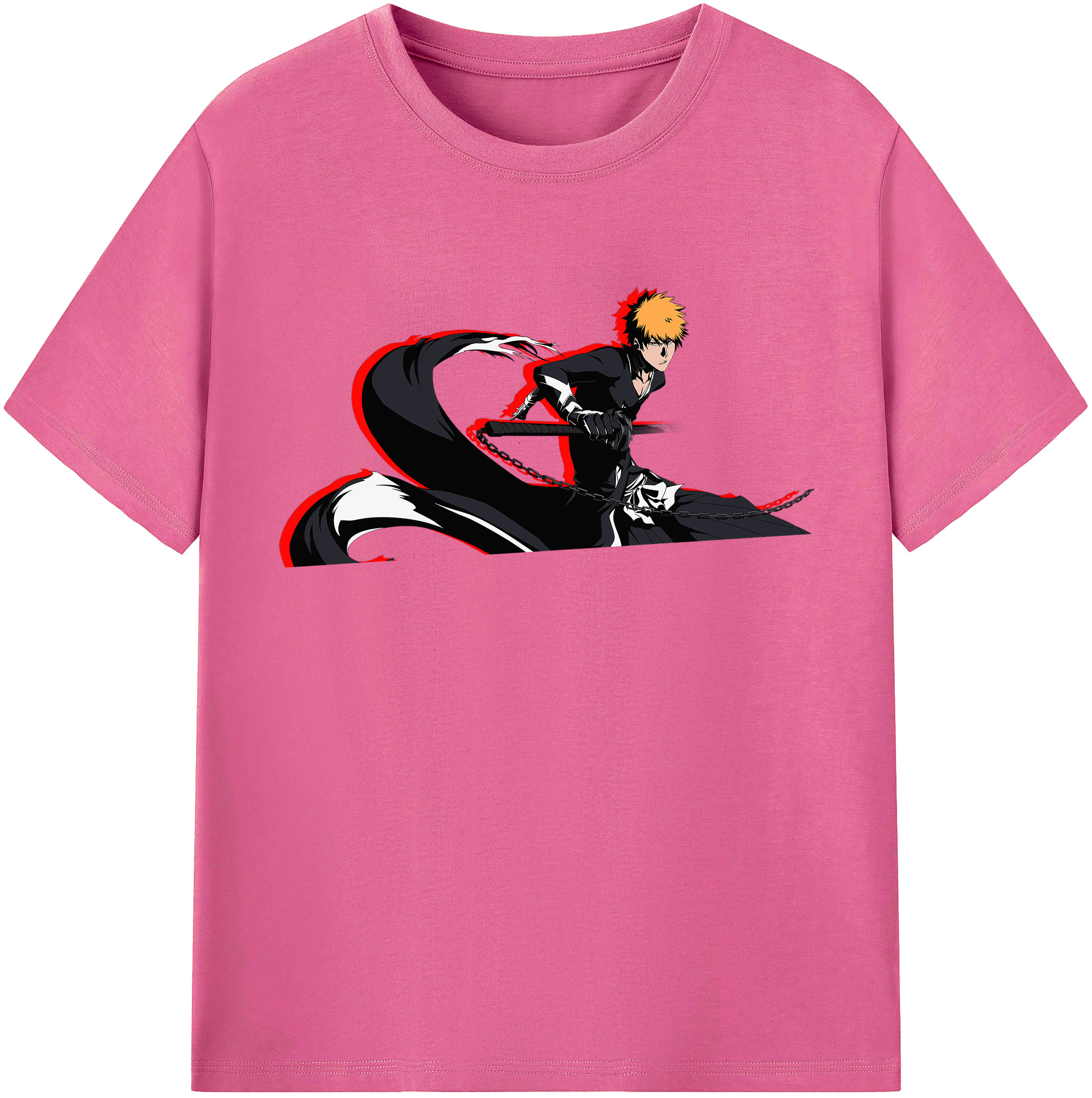 （画像用） ブリーチ 黒崎一護（くろさき いちご）BLEACH Kurosaki Ichigo レディースカジュアルプリントTシャツ（綿100％）
