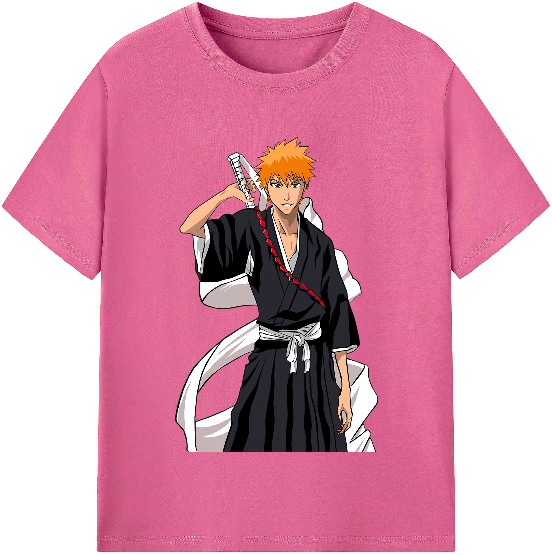 （画像用） ブリーチ 黒崎一護（くろさき いちご）BLEACH Kurosaki Ichigo レディースカジュアルプリントTシャツ（綿100％）