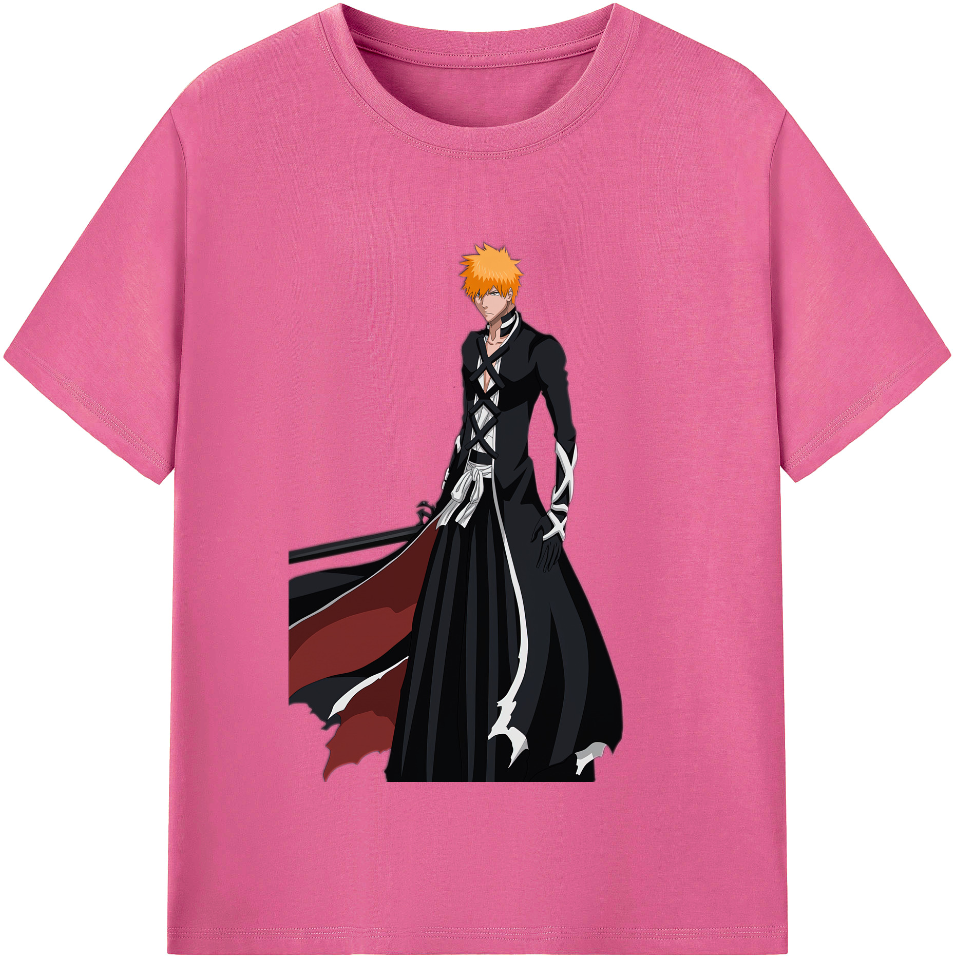（画像用） ブリーチ 黒崎一護（くろさき いちご）BLEACH Kurosaki Ichigo レディースカジュアルプリントTシャツ（綿100％）