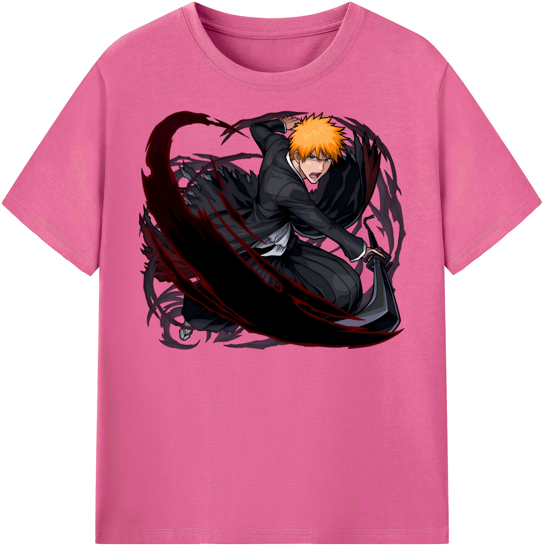 （画像用） ブリーチ 黒崎一護（くろさき いちご）BLEACH Kurosaki Ichigo レディースカジュアルプリントTシャツ（綿100％）