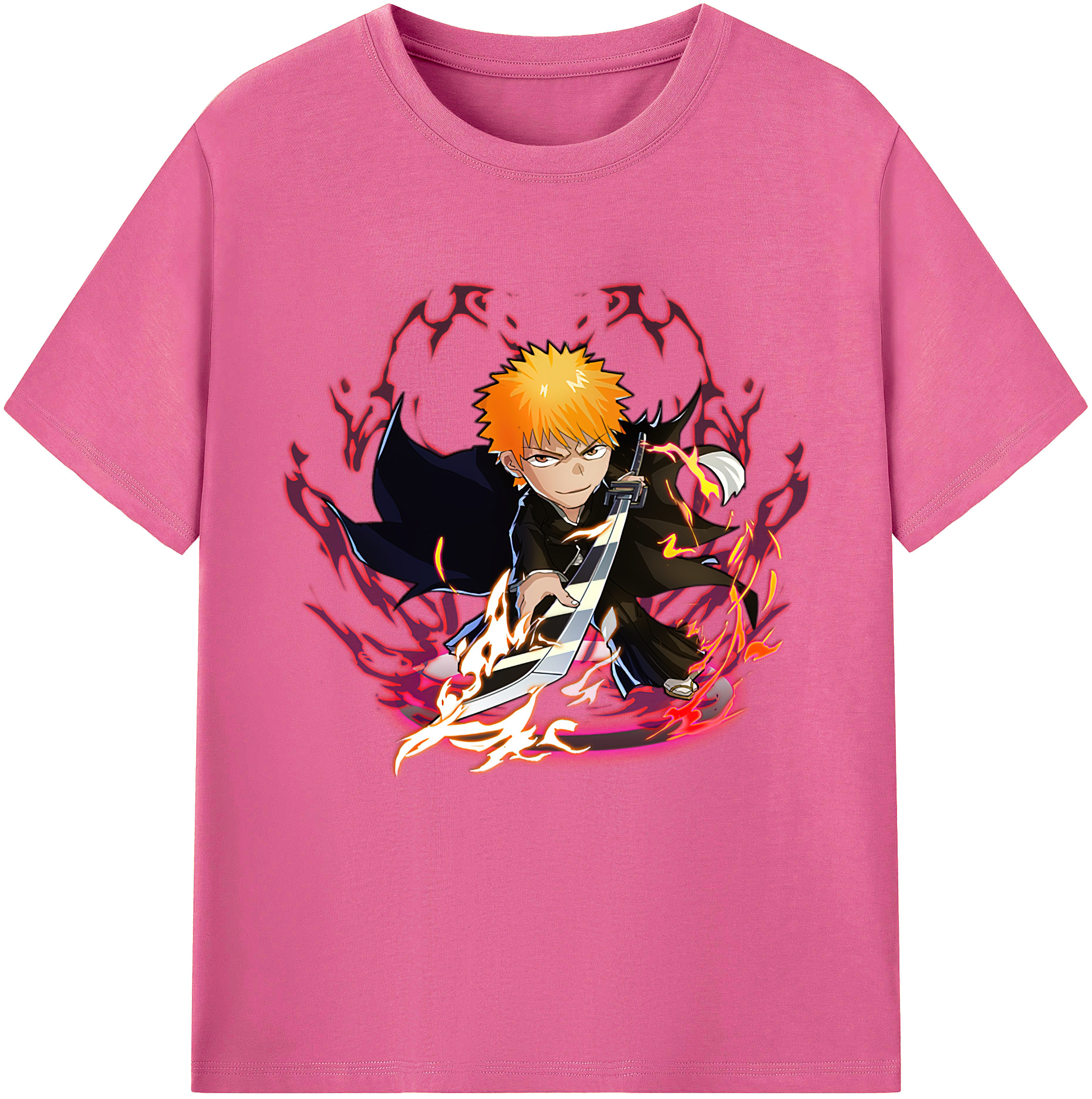 （画像用） ブリーチ 黒崎一護（くろさき いちご）BLEACH Kurosaki Ichigo レディースカジュアルプリントTシャツ（綿100％）