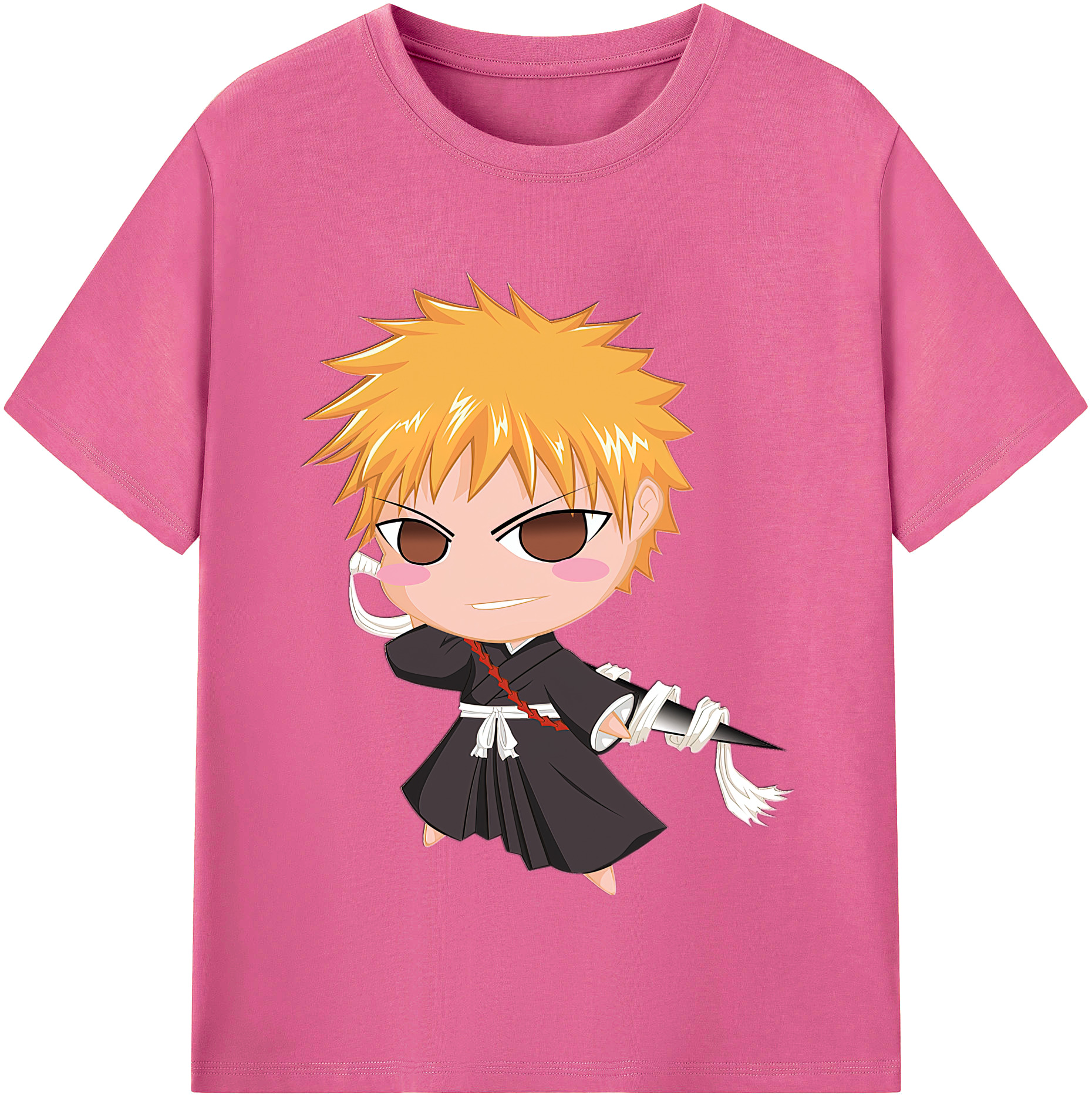 （画像用） ブリーチ 黒崎一護（くろさき いちご）BLEACH Kurosaki Ichigo レディースカジュアルプリントTシャツ（綿100％）