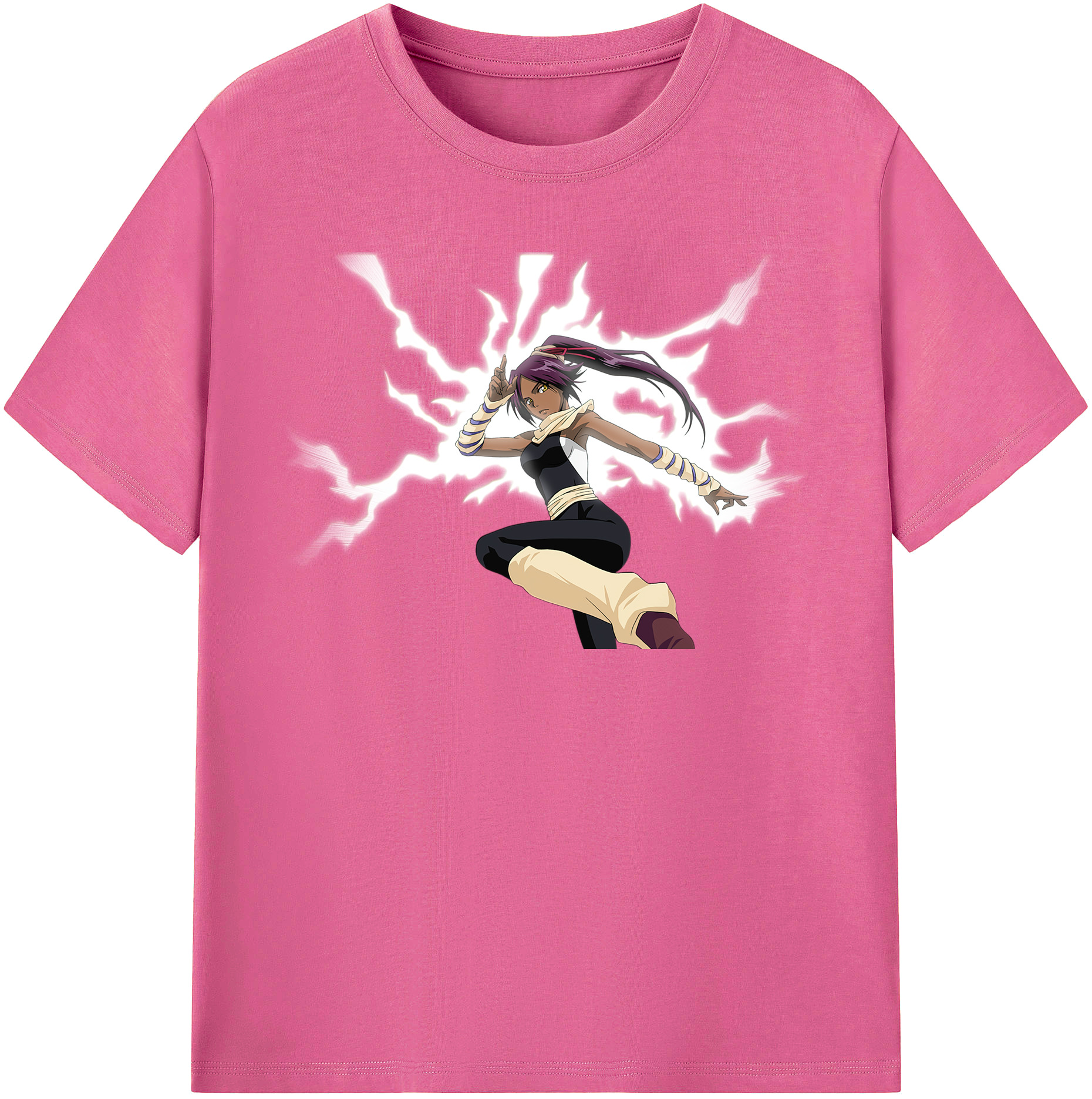（画像用） ブリーチ 四楓院 夜一（しほういん よるいち） BLEACH Shihouin Yoruichi レディースカジュアルプリントTシャツ（綿100％）