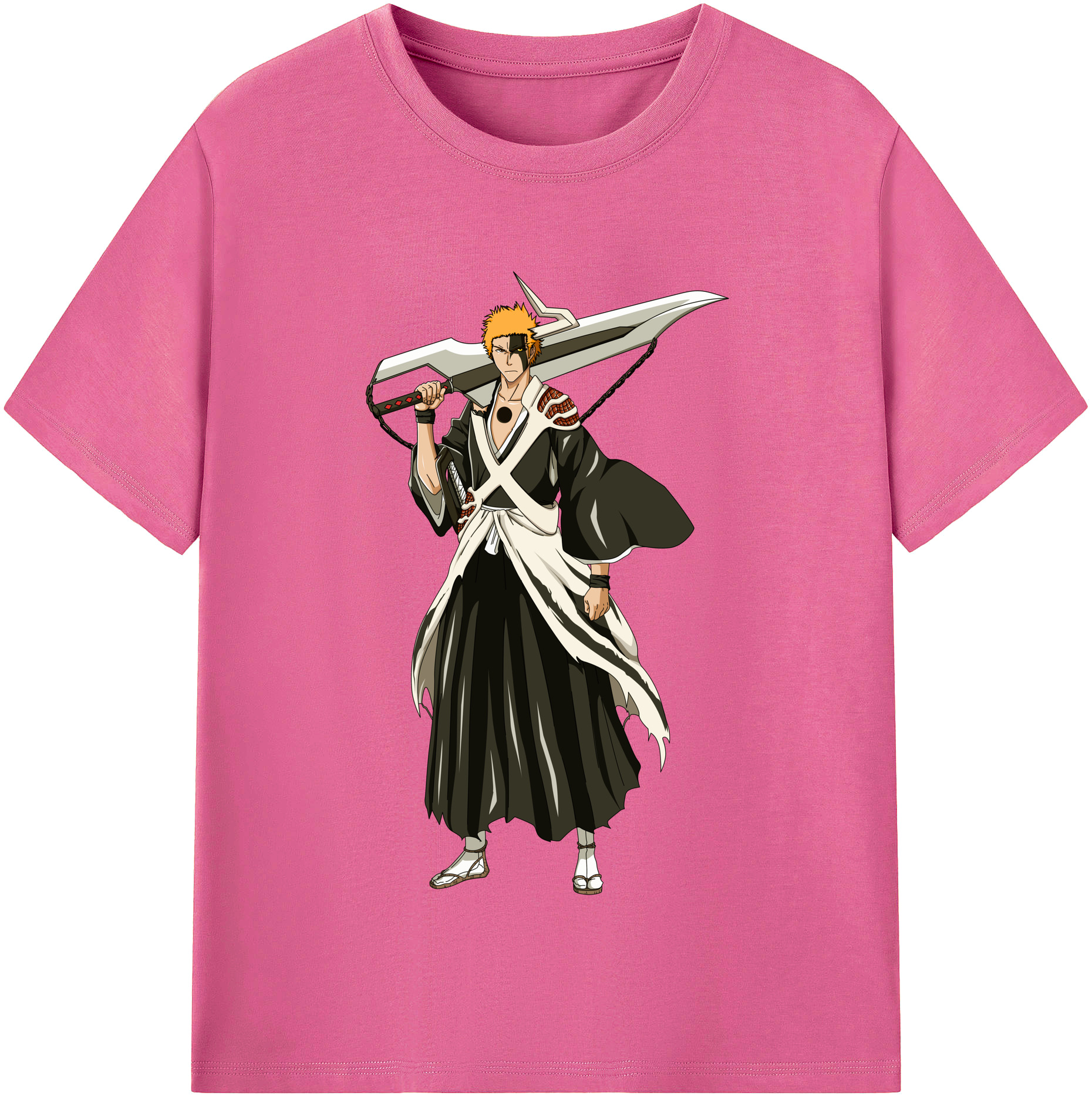 （画像用） ブリーチ 黒崎一護（くろさき いちご）BLEACH Kurosaki Ichigo レディースカジュアルプリントTシャツ（綿100％）