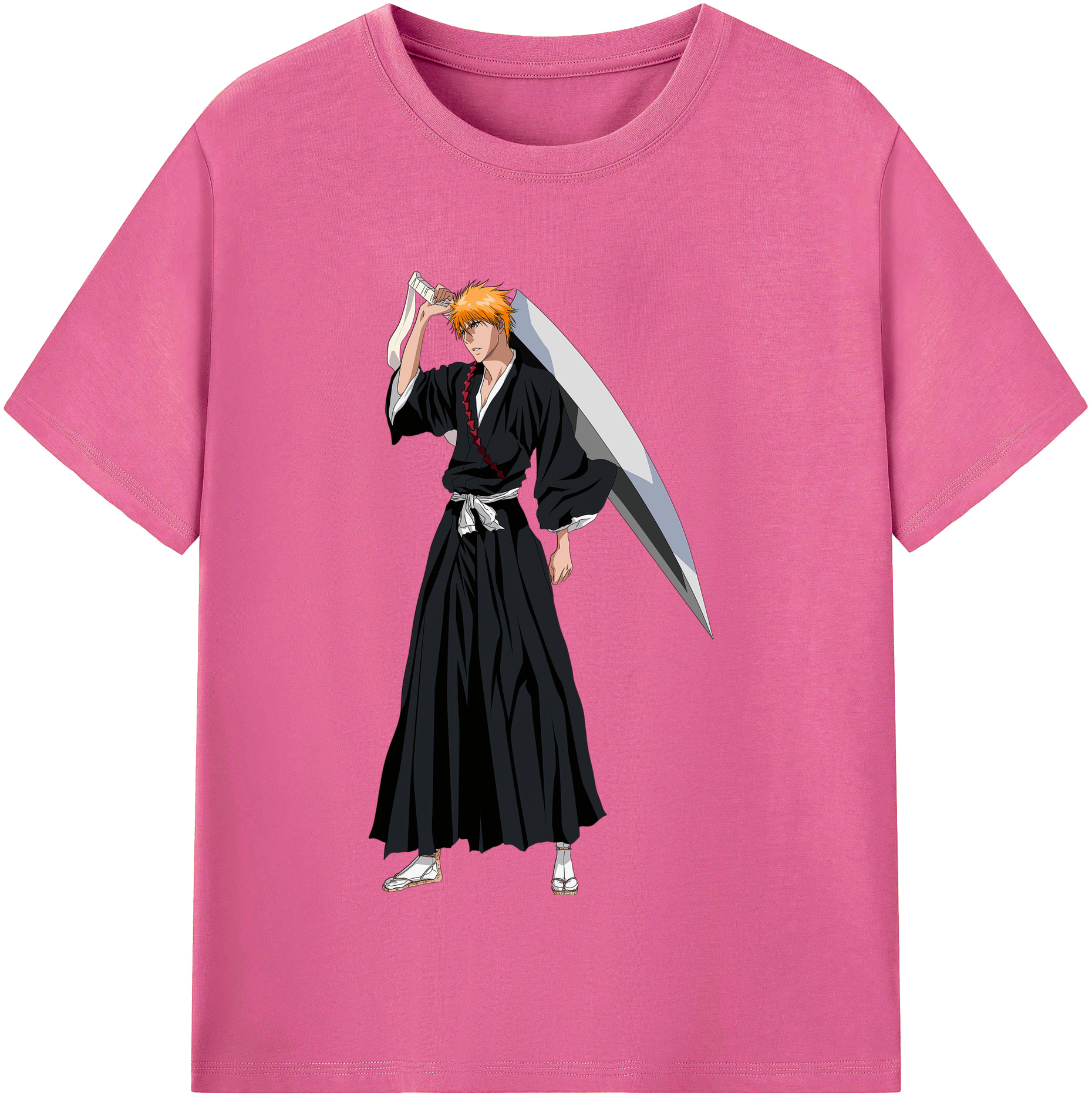 （画像用） ブリーチ 黒崎一護（くろさき いちご）BLEACH Kurosaki Ichigo レディースカジュアルプリントTシャツ（綿100％）