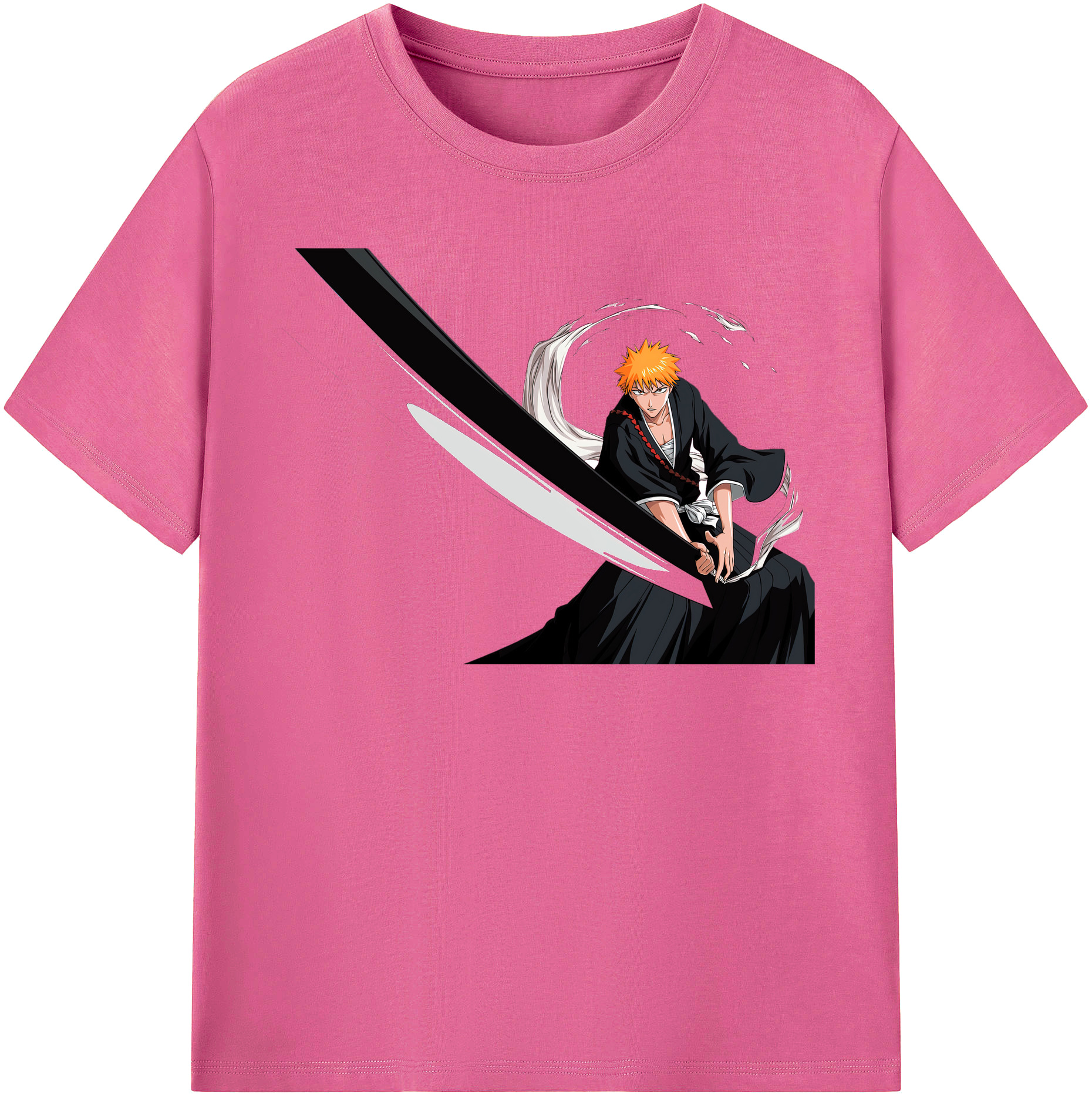 （画像用） ブリーチ 黒崎一護（くろさき いちご）BLEACH Kurosaki Ichigo レディースカジュアルプリントTシャツ（綿100％）