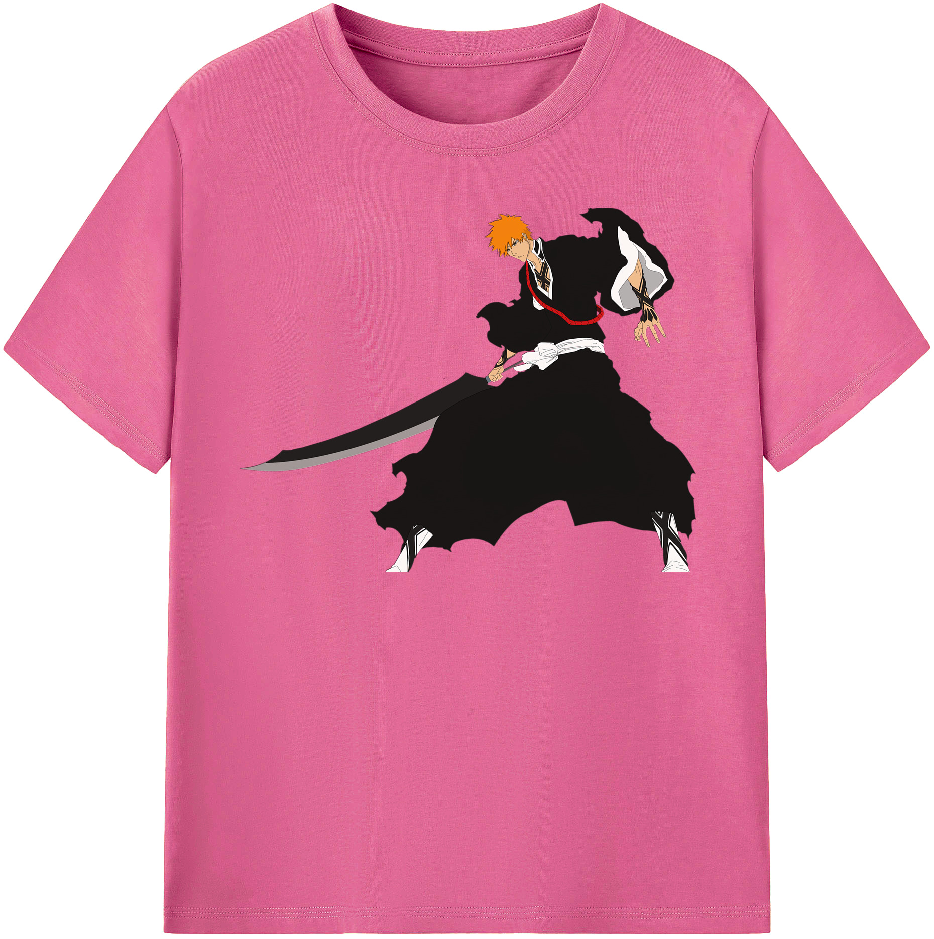 （画像用） ブリーチ 黒崎一護（くろさき いちご）BLEACH Kurosaki Ichigo レディースカジュアルプリントTシャツ（綿100％）