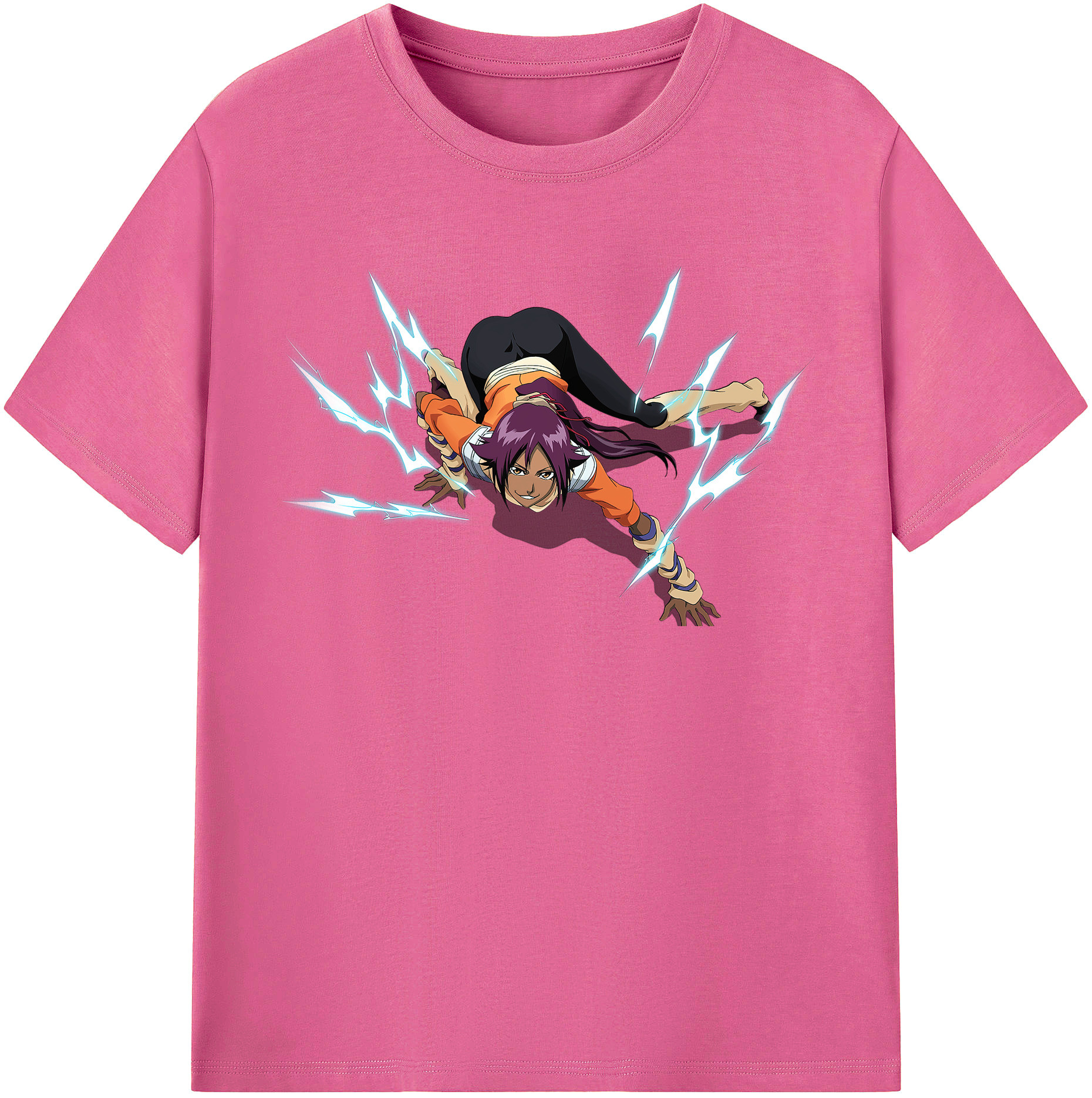 （画像用） ブリーチ 四楓院 夜一（しほういん よるいち） BLEACH Shihouin Yoruichi レディースカジュアルプリントTシャツ（綿100％）