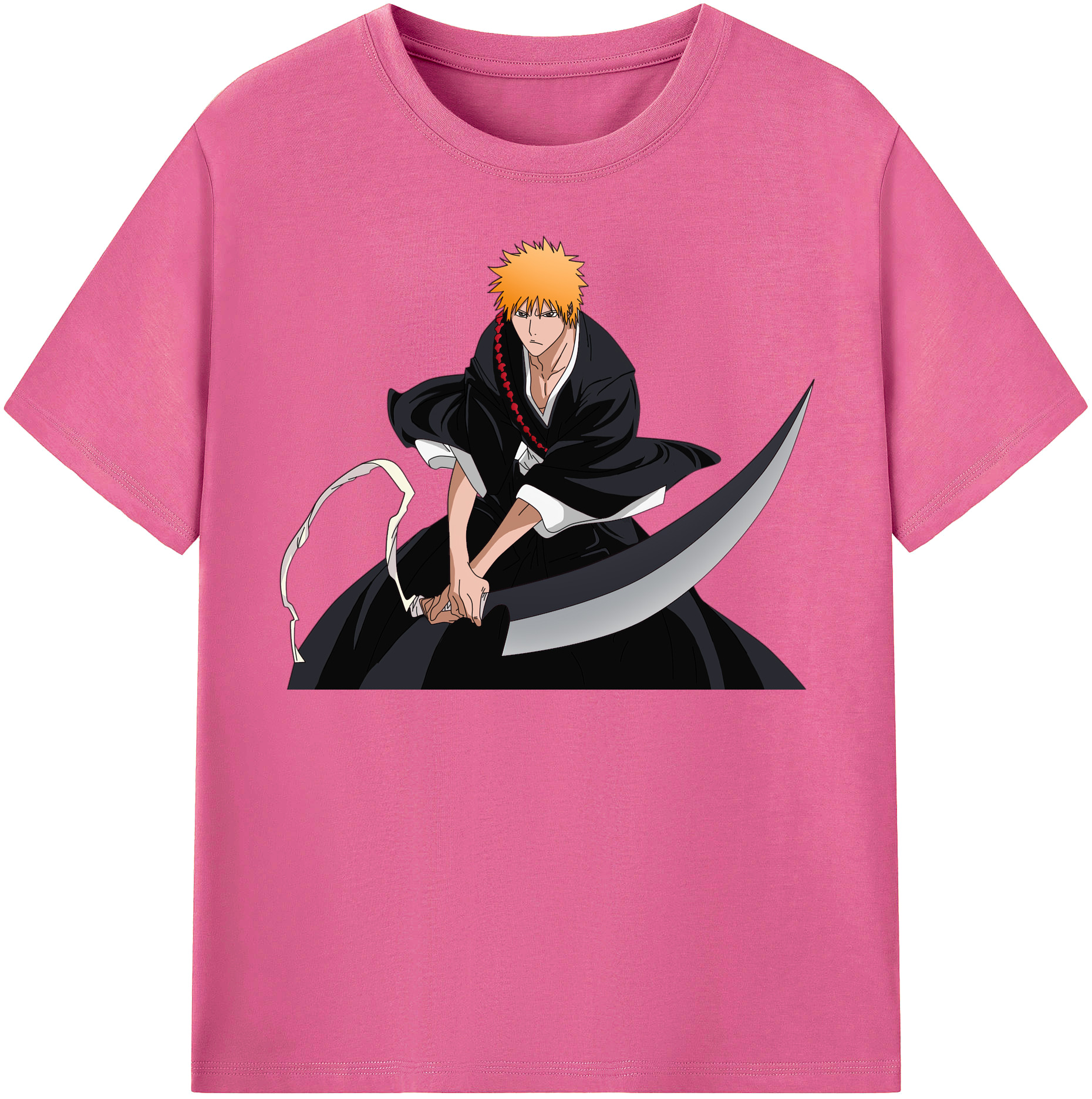 （画像用） ブリーチ 黒崎一護（くろさき いちご）BLEACH Kurosaki Ichigo レディースカジュアルプリントTシャツ（綿100％）