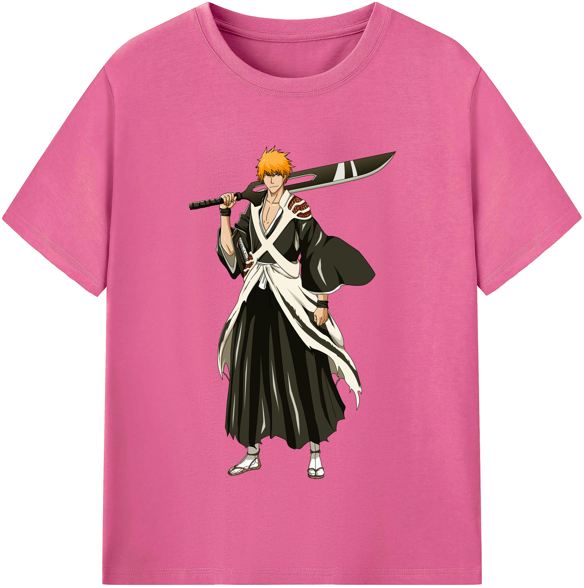 （画像用） ブリーチ 黒崎一護（くろさき いちご）BLEACH Kurosaki Ichigo レディースカジュアルプリントTシャツ（綿100％）