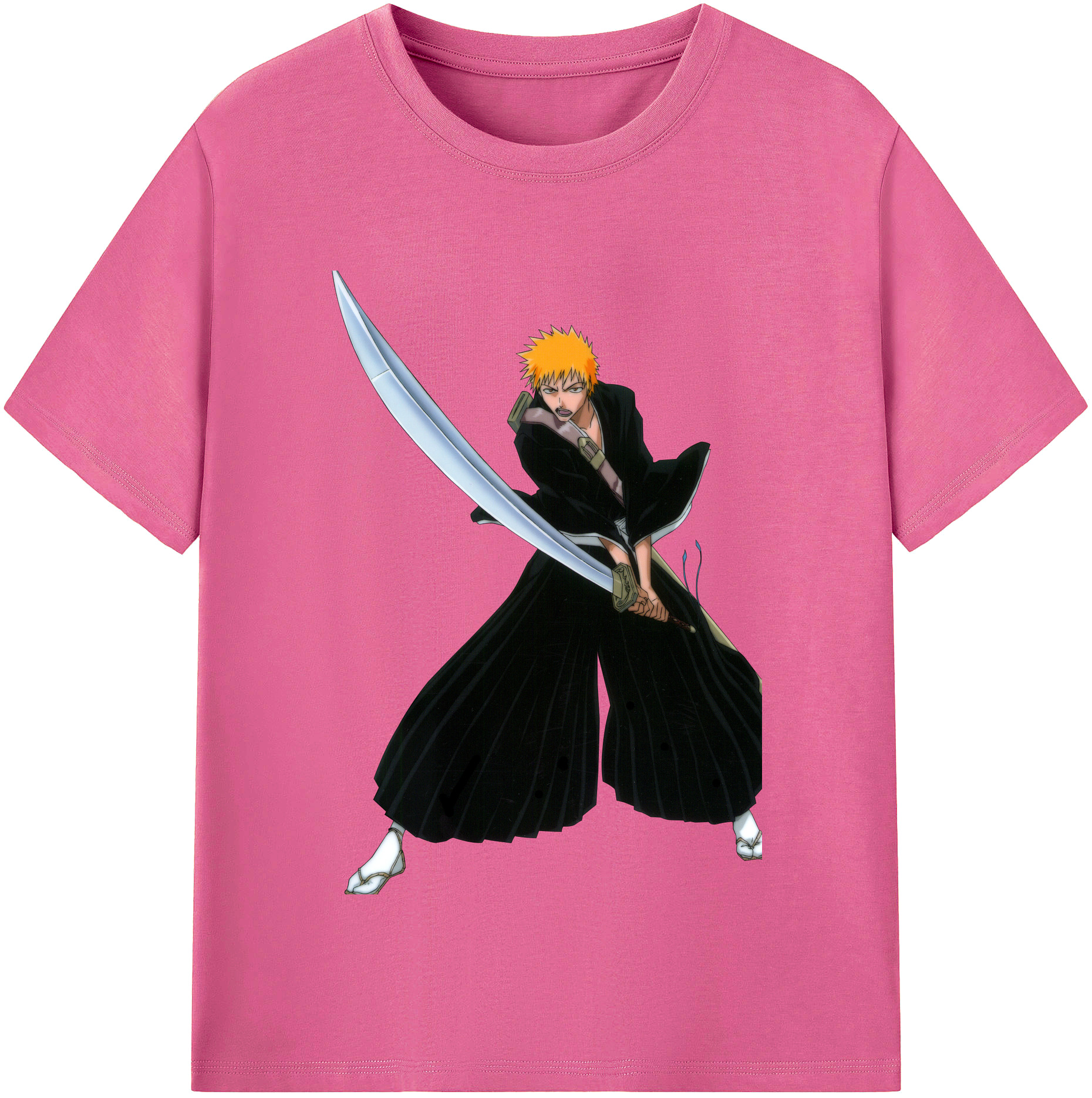 （画像用） ブリーチ 黒崎一護（くろさき いちご）BLEACH Kurosaki Ichigo レディースカジュアルプリントTシャツ（綿100％）
