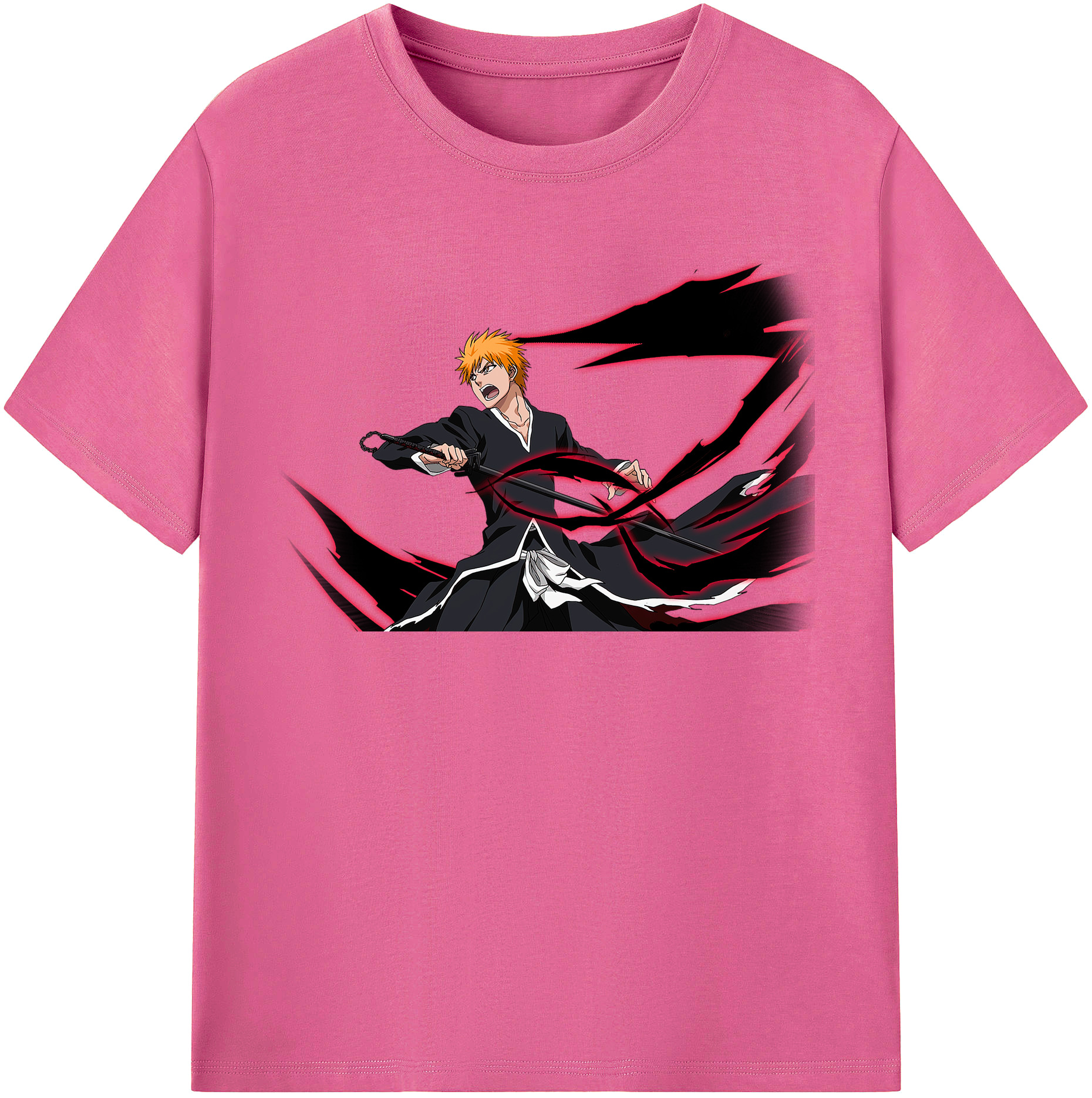 （画像用） ブリーチ 黒崎一護（くろさき いちご）BLEACH Kurosaki Ichigo レディースカジュアルプリントTシャツ（綿100％）