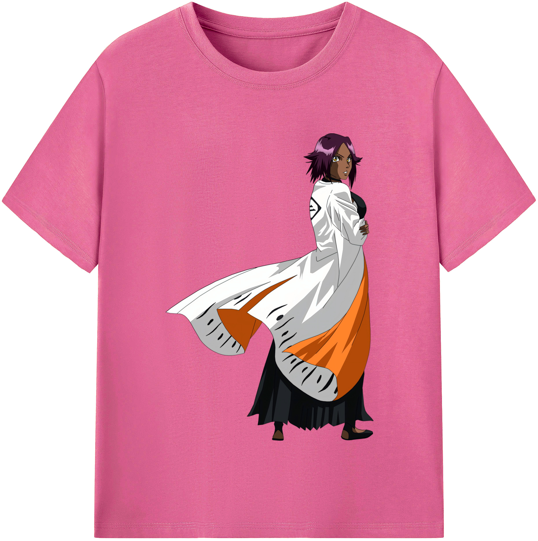 （画像用） ブリーチ 四楓院 夜一（しほういん よるいち） BLEACH Shihouin Yoruichi レディースカジュアルプリントTシャツ（綿100％）