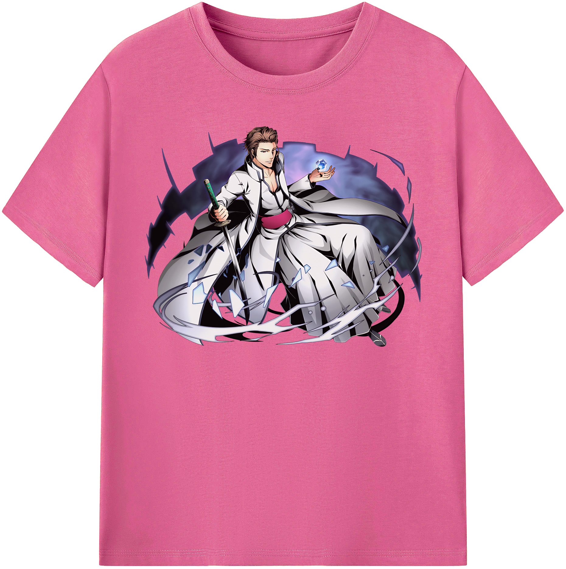 （画像用） ブリーチ 藍染 惣右介（あいぜん そうすけ） BLEACH Aizen Sousuke レディースカジュアルプリントTシャツ（綿100％）