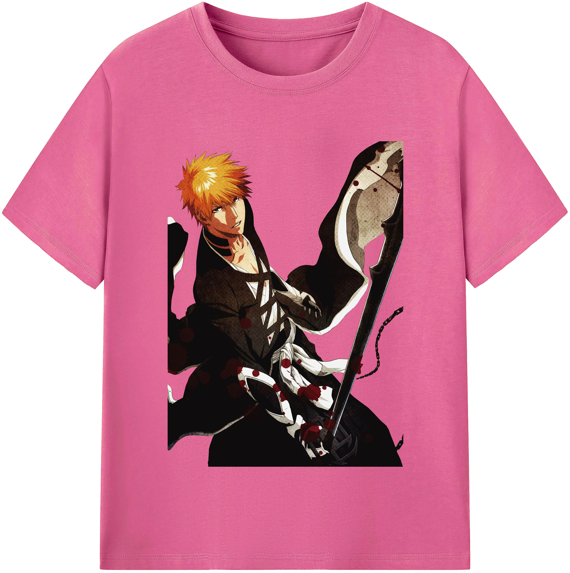 （画像用） ブリーチ 黒崎一護（くろさき いちご）BLEACH Kurosaki Ichigo レディースカジュアルプリントTシャツ（綿100％）