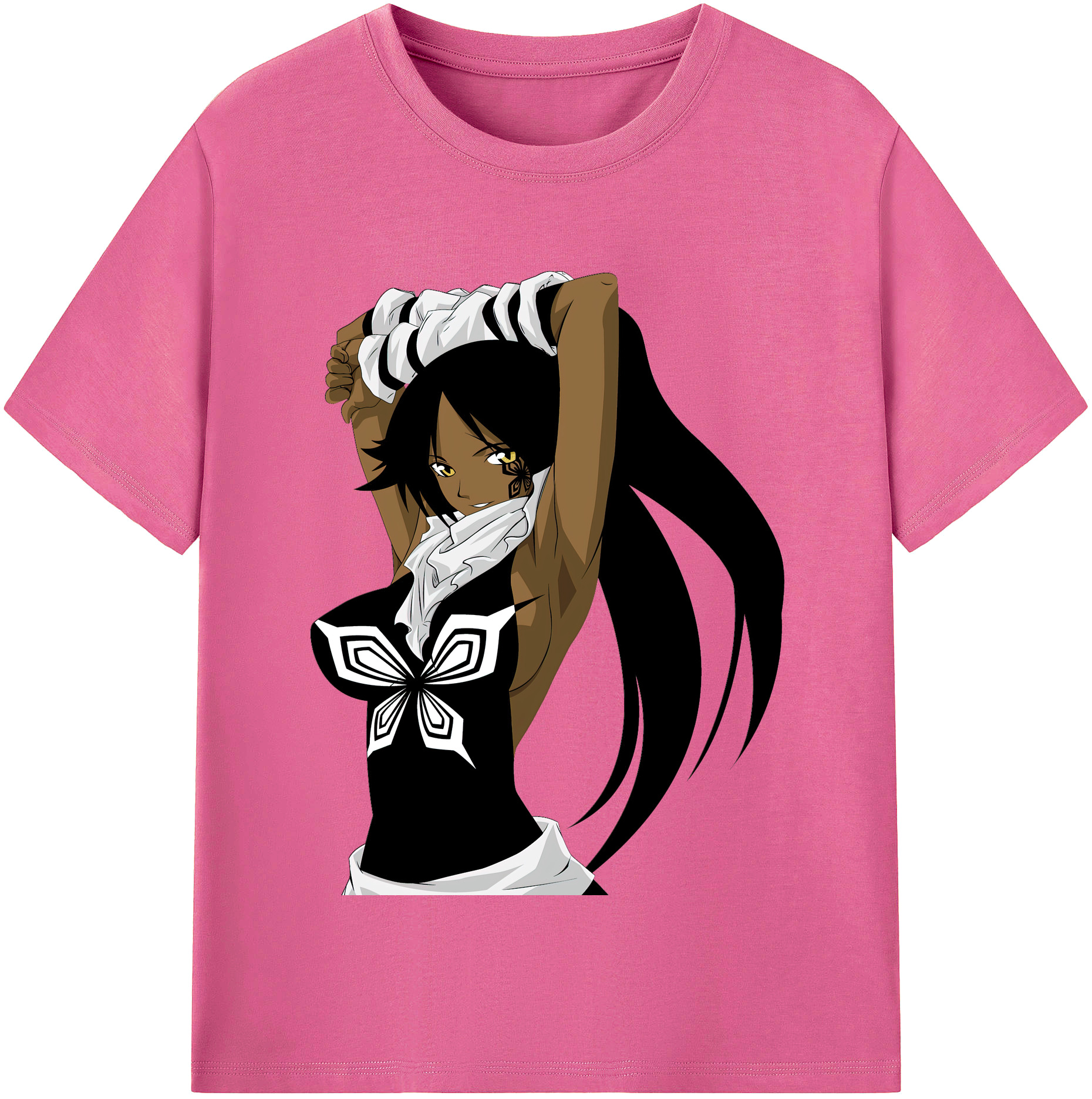 （画像用） ブリーチ 四楓院 夜一（しほういん よるいち） BLEACH Shihouin Yoruichi レディースカジュアルプリントTシャツ（綿100％）