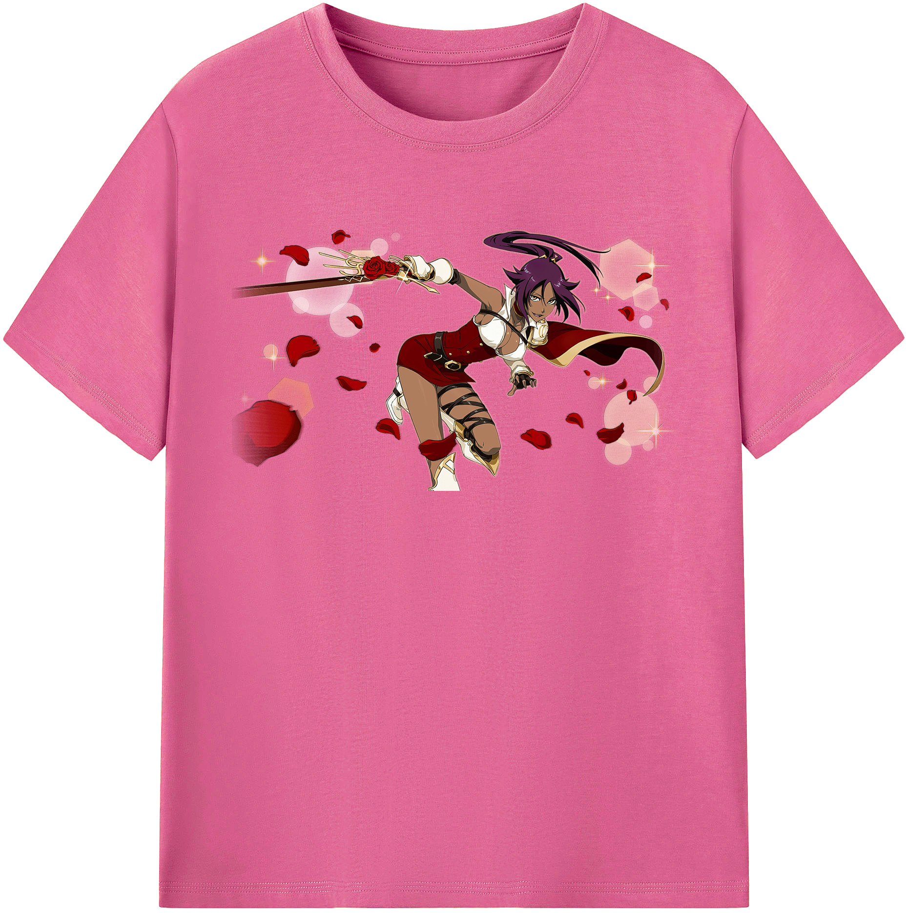 （画像用） ブリーチ 四楓院 夜一（しほういん よるいち） BLEACH Shihouin Yoruichi レディースカジュアルプリントTシャツ（綿100％）