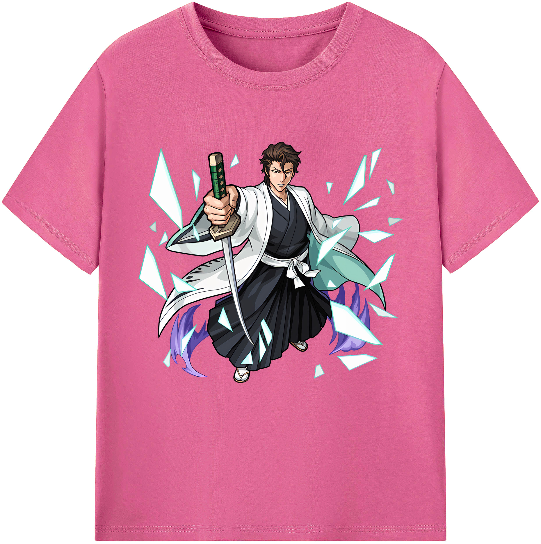（画像用） ブリーチ 藍染 惣右介（あいぜん そうすけ） BLEACH Aizen Sousuke レディースカジュアルプリントTシャツ（綿100％）