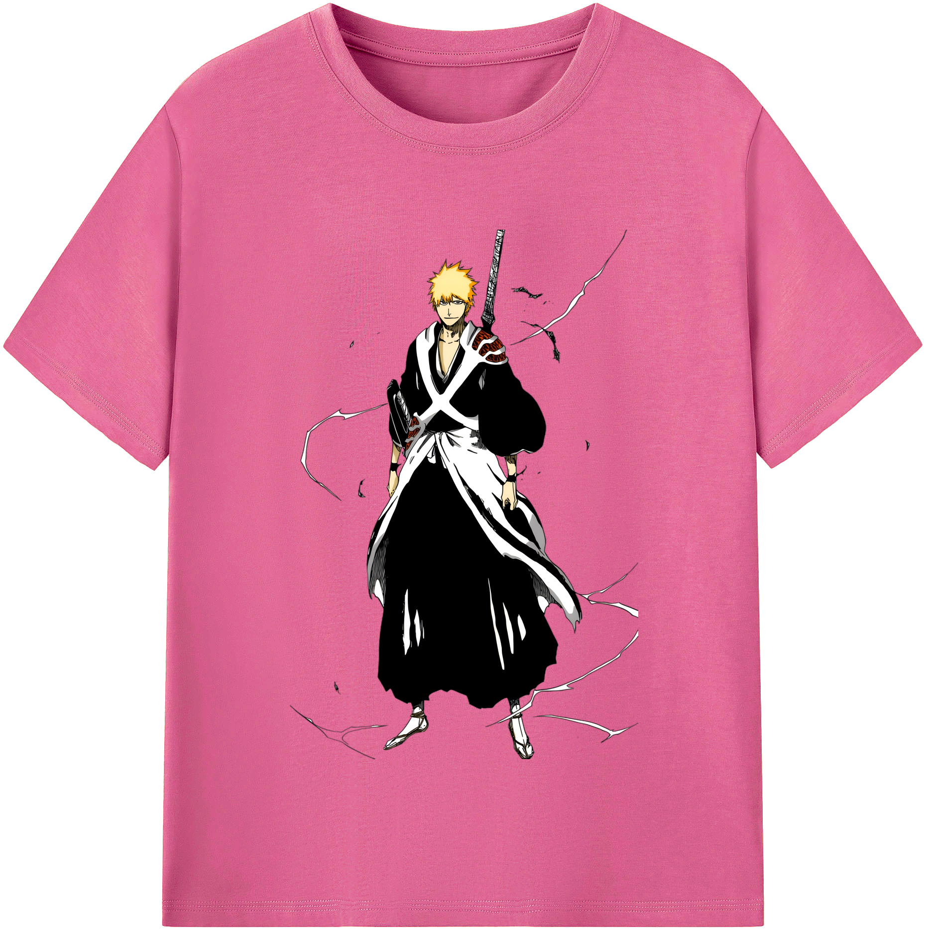 （画像用） ブリーチ 黒崎一護（くろさき いちご）BLEACH Kurosaki Ichigo レディースカジュアルプリントTシャツ（綿100％）