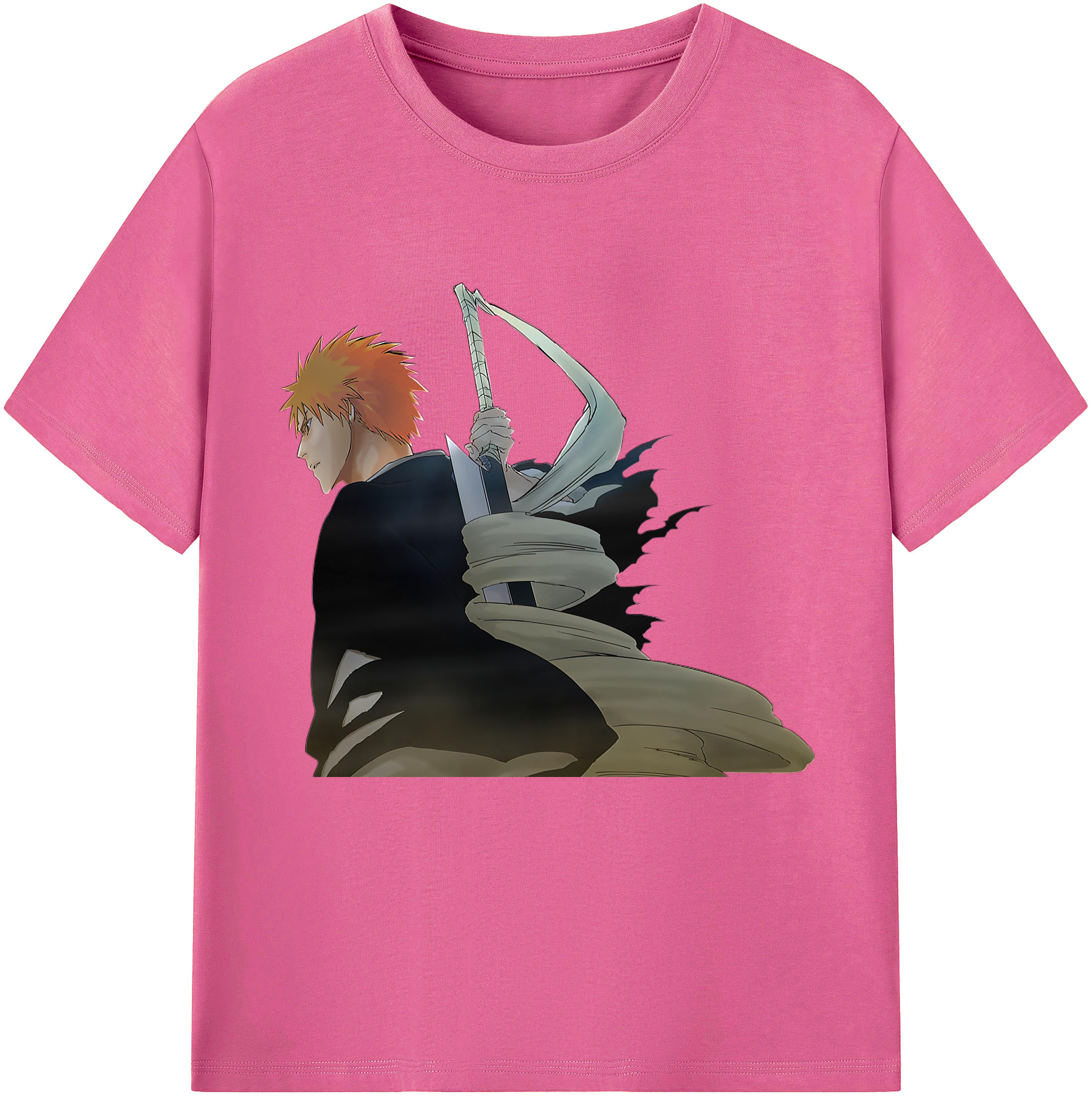 （画像用） ブリーチ 黒崎一護（くろさき いちご）BLEACH Kurosaki Ichigo レディースカジュアルプリントTシャツ（綿100％）